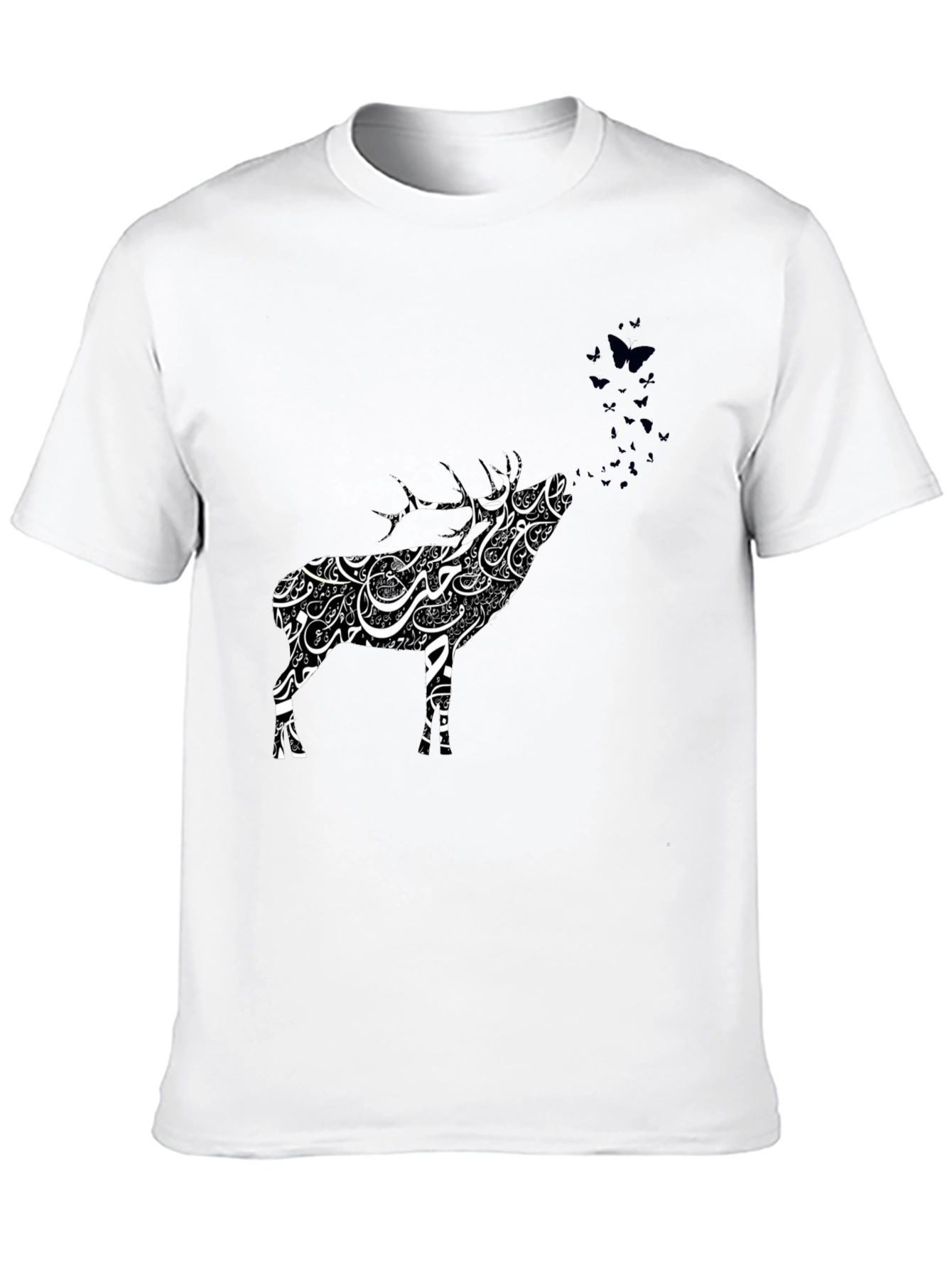 Deer Calligraphy T-Shirt - Artistic Animal Tee