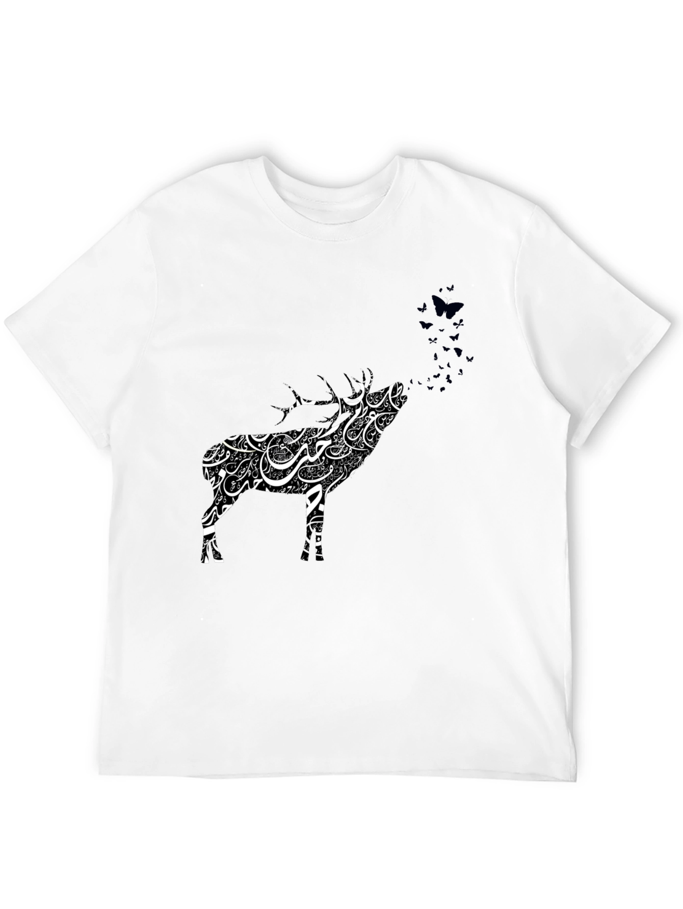 Deer Calligraphy T-Shirt - Artistic Animal Tee