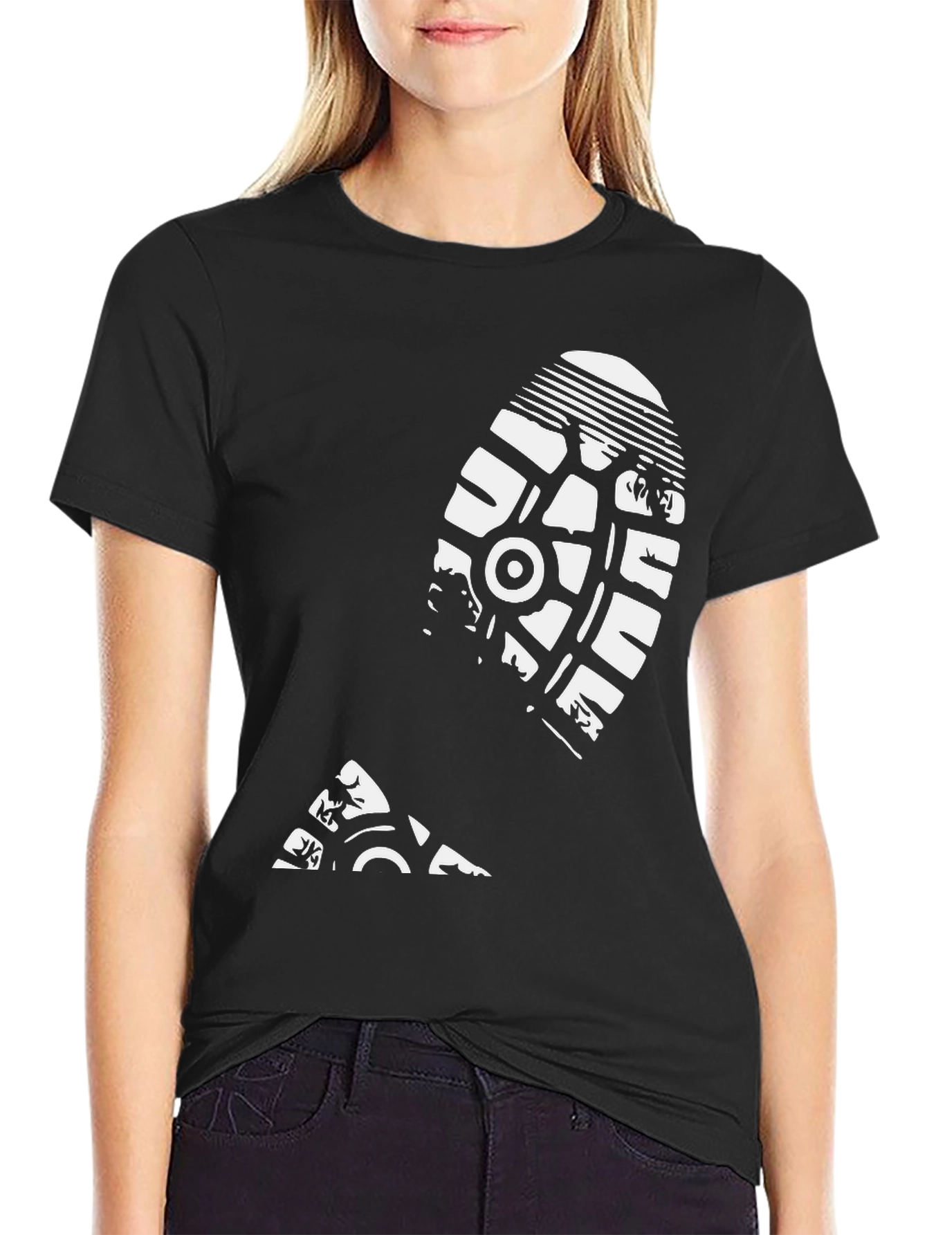 Footprint Graphic Tee - Black Casual Style