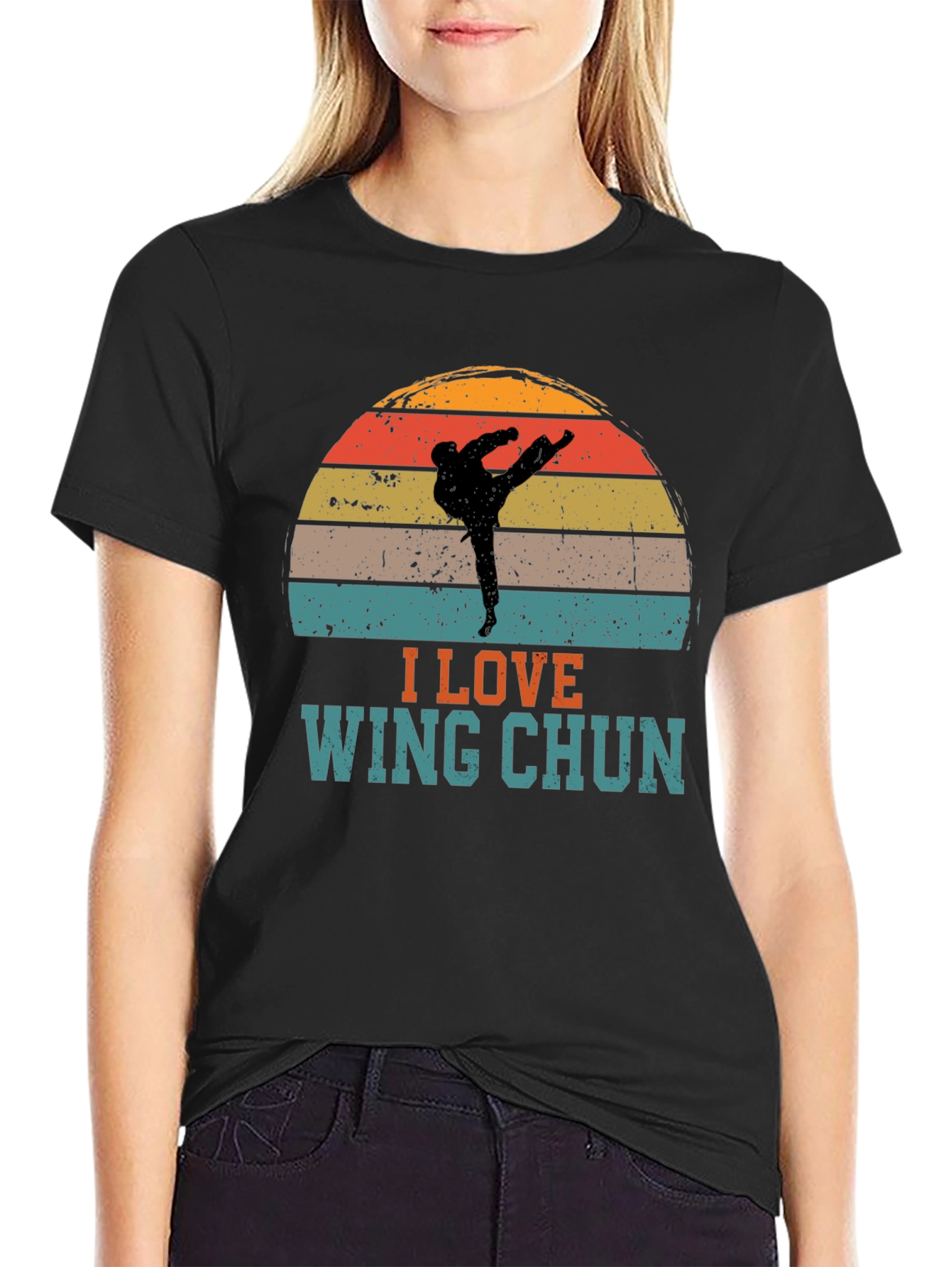 I Love Wing Chun Sunset Graphic Tee