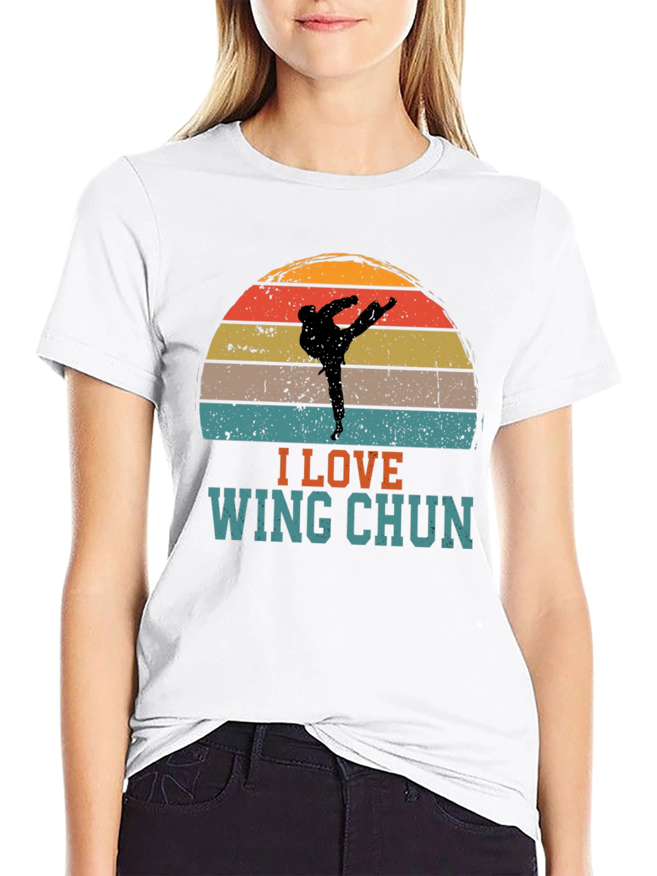 I Love Wing Chun Sunset Graphic Tee