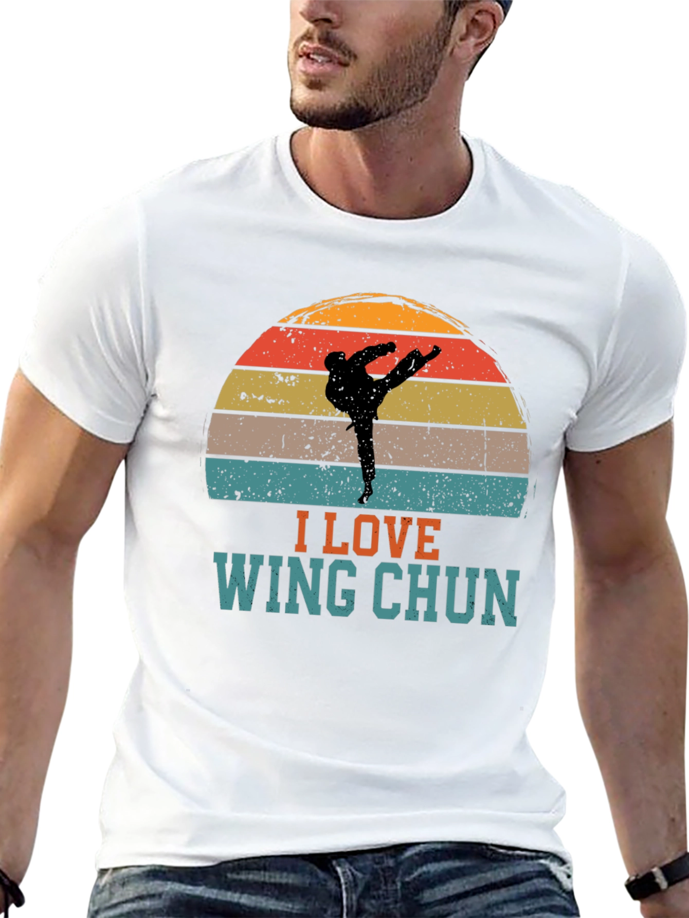 I Love Wing Chun Sunset Graphic Tee