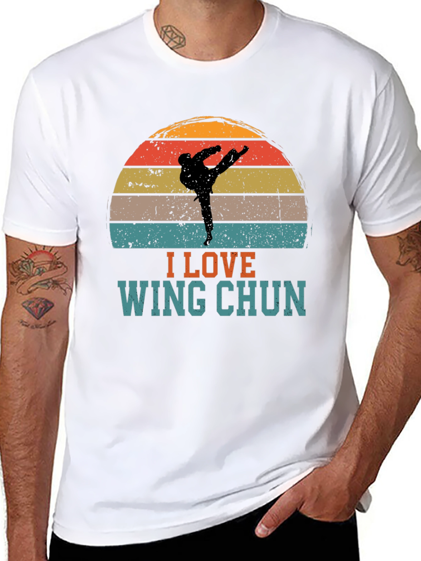 I Love Wing Chun Sunset Graphic Tee