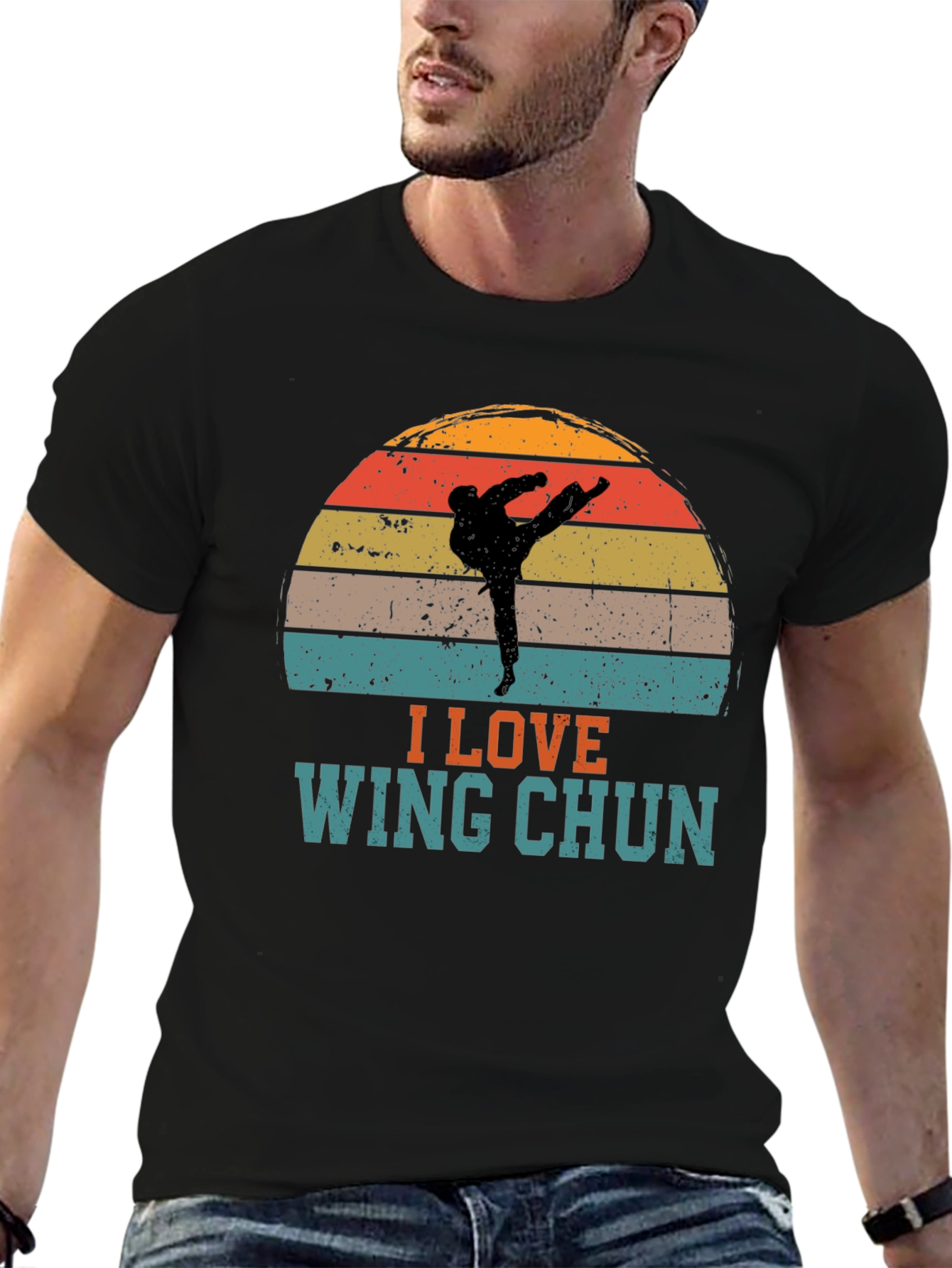 I Love Wing Chun Sunset Graphic Tee