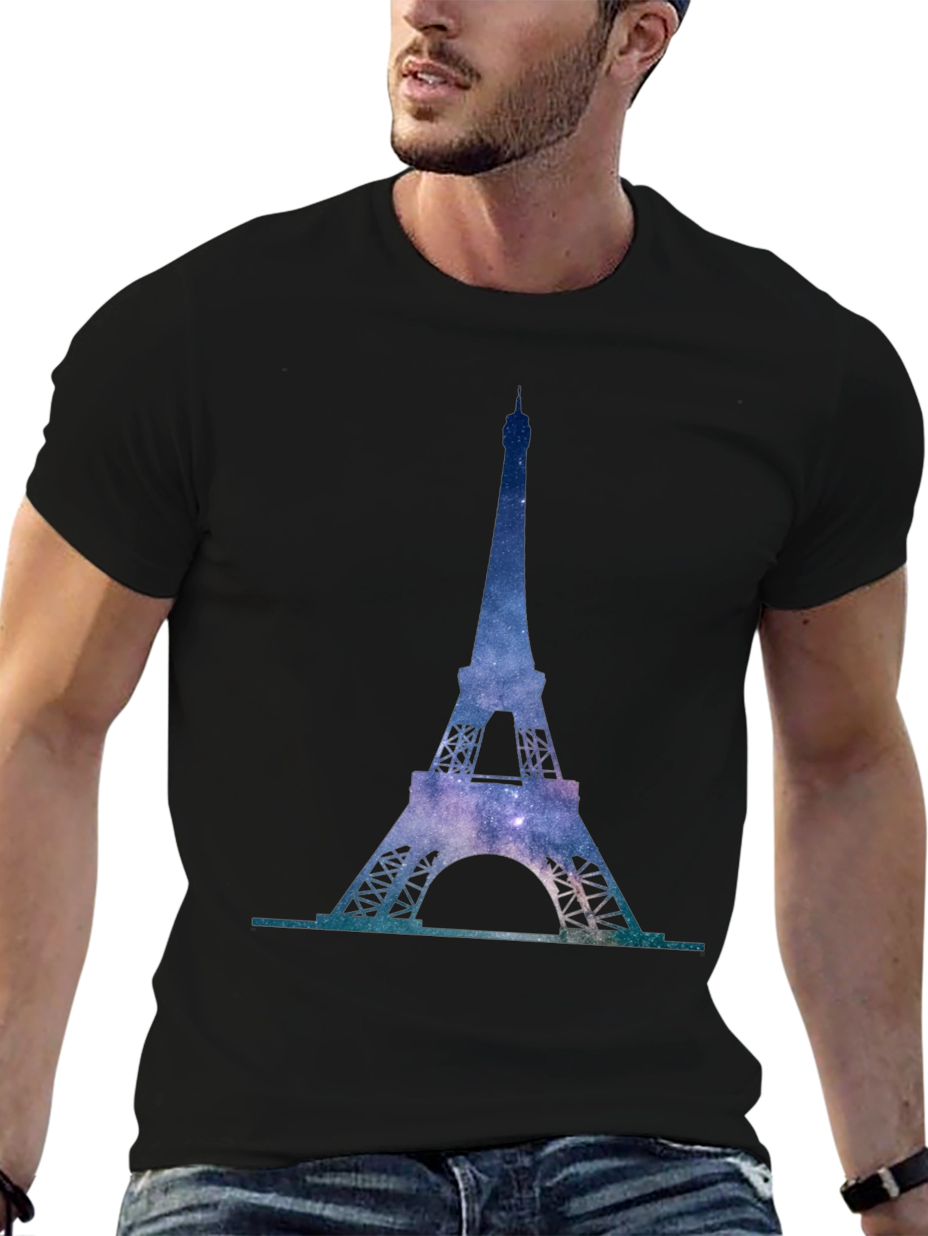 Eiffel Tower Galaxy Print T-Shirt