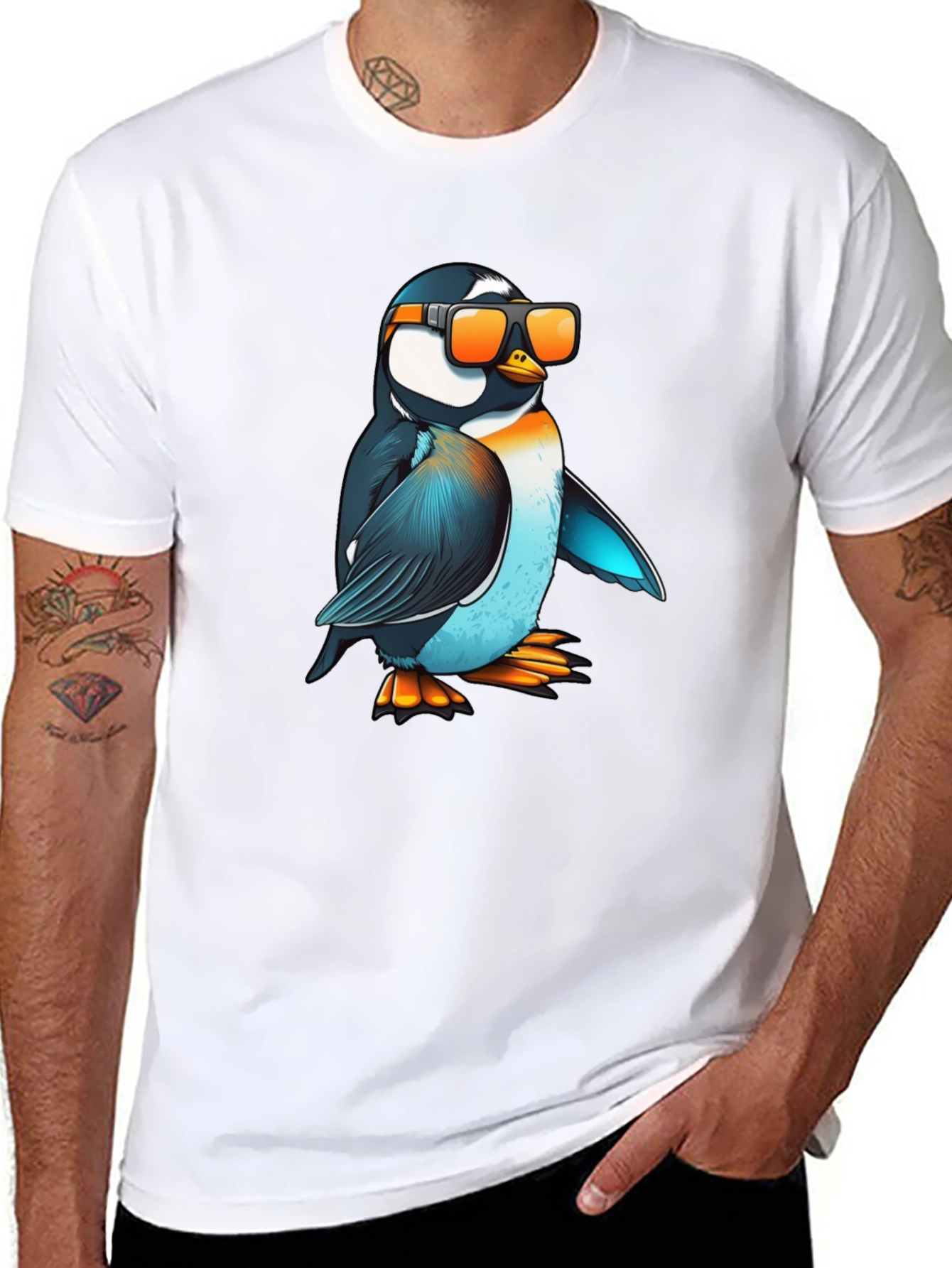 Cool Penguin Graphic T-Shirt - Black Casual Tee