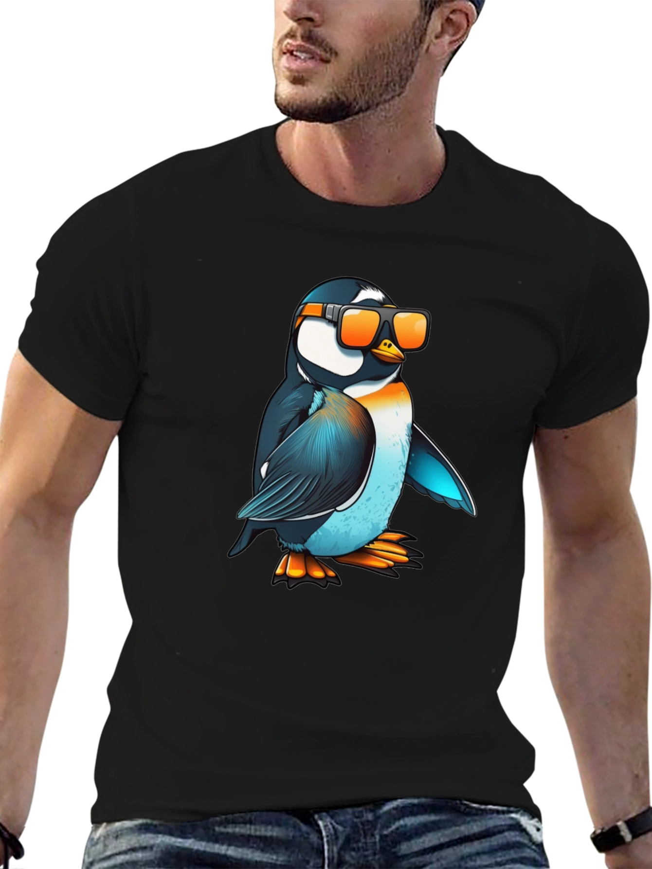 Cool Penguin Graphic T-Shirt - Black Casual Tee