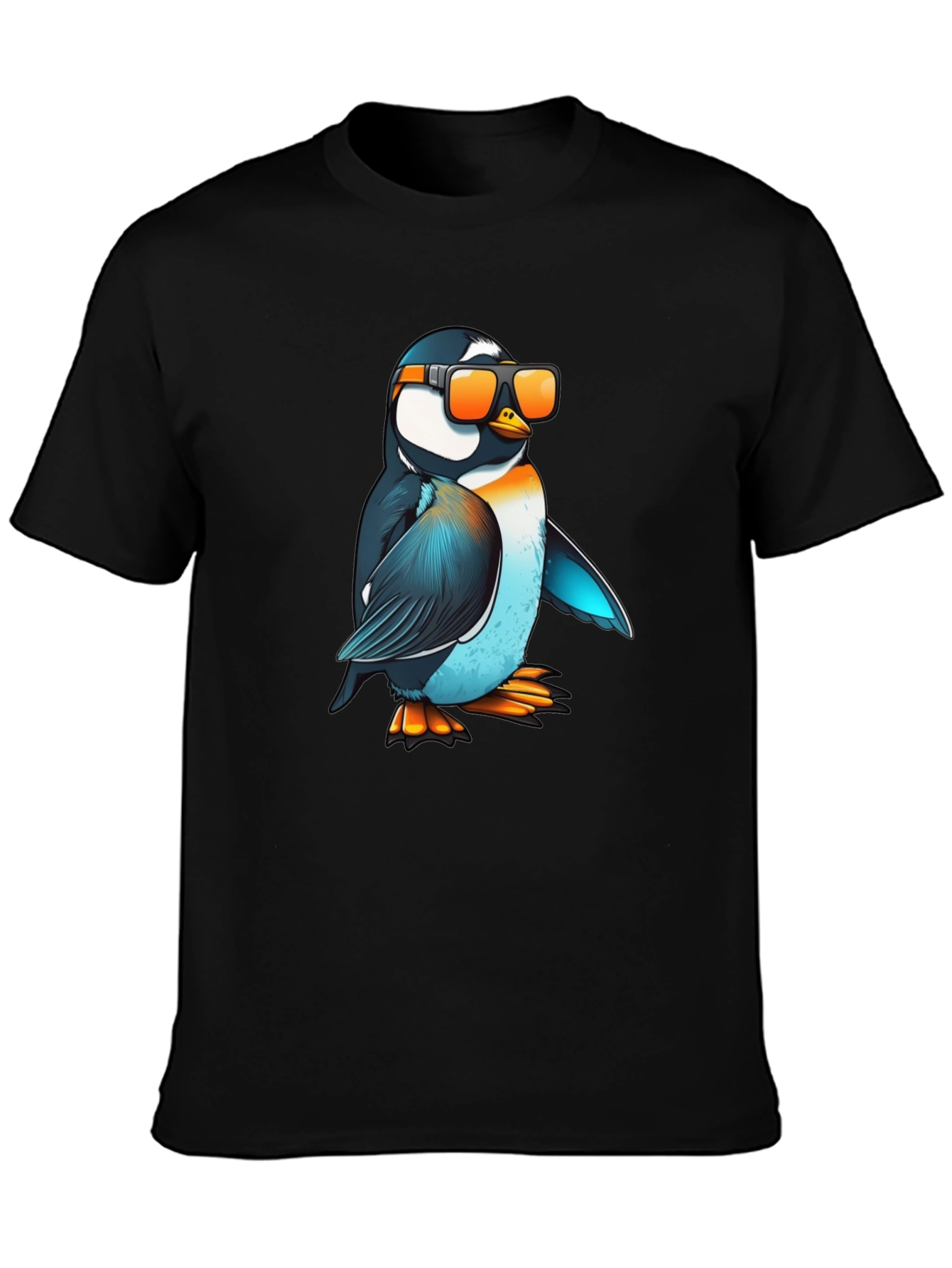 Cool Penguin Graphic T-Shirt - Black Casual Tee