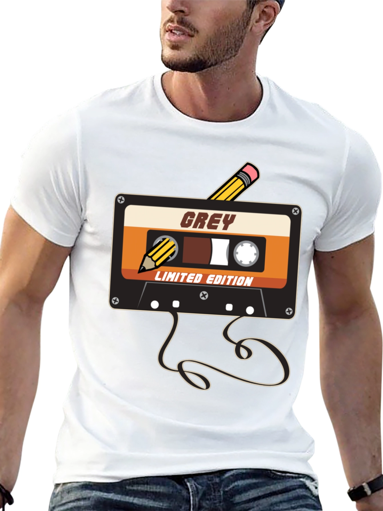 Retro Grey Cassette Tape T-Shirt - Limited Edition