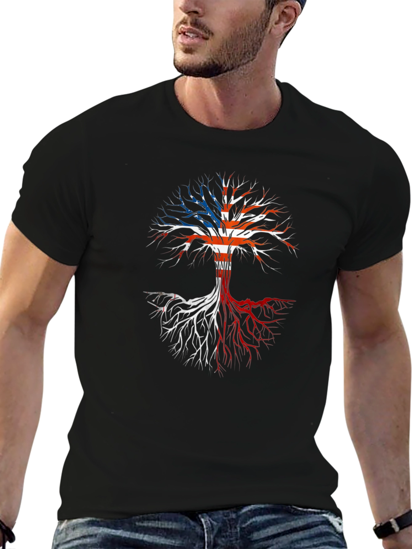 USA Flag Tree Graphic T-Shirt