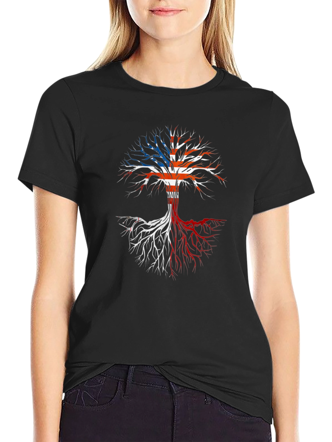 USA Flag Tree Graphic T-Shirt