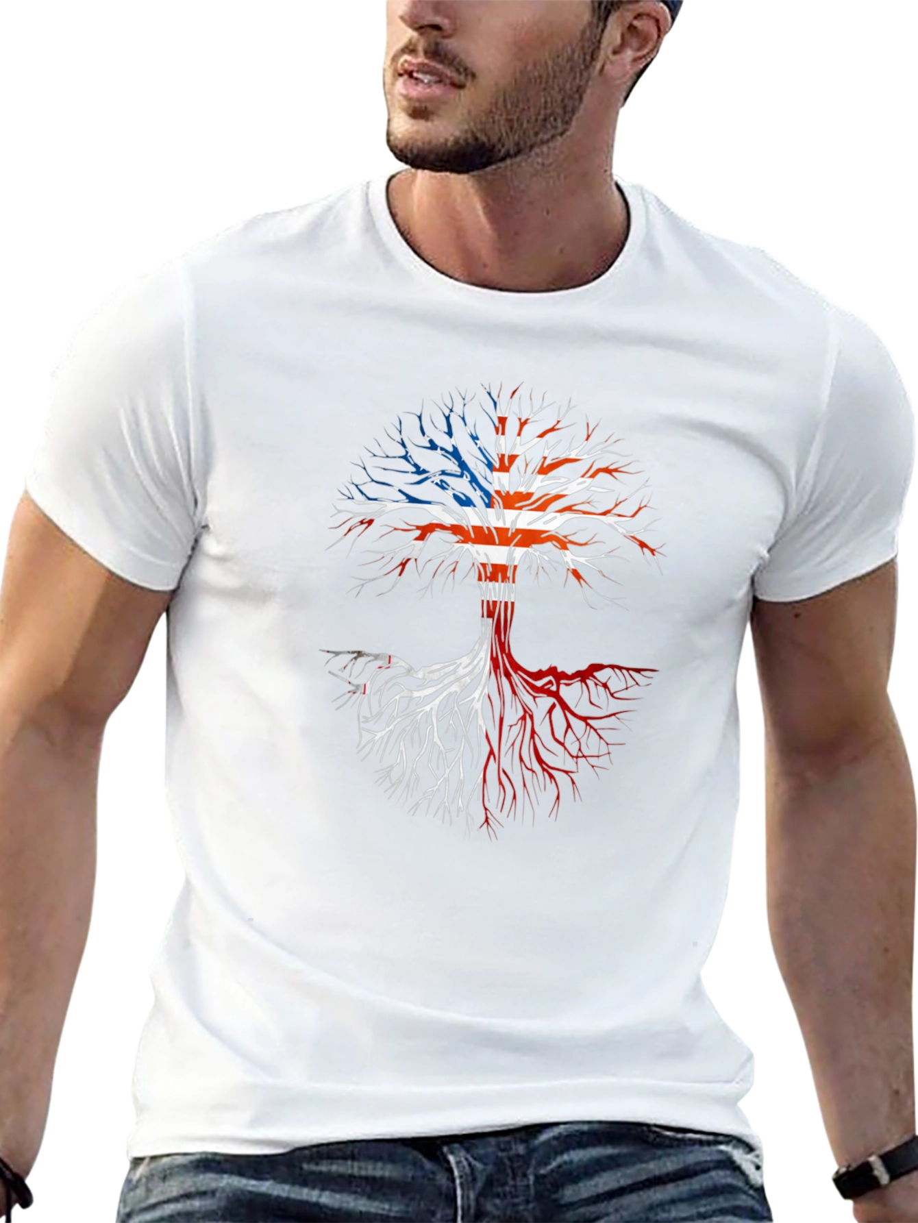 USA Flag Tree Graphic T-Shirt