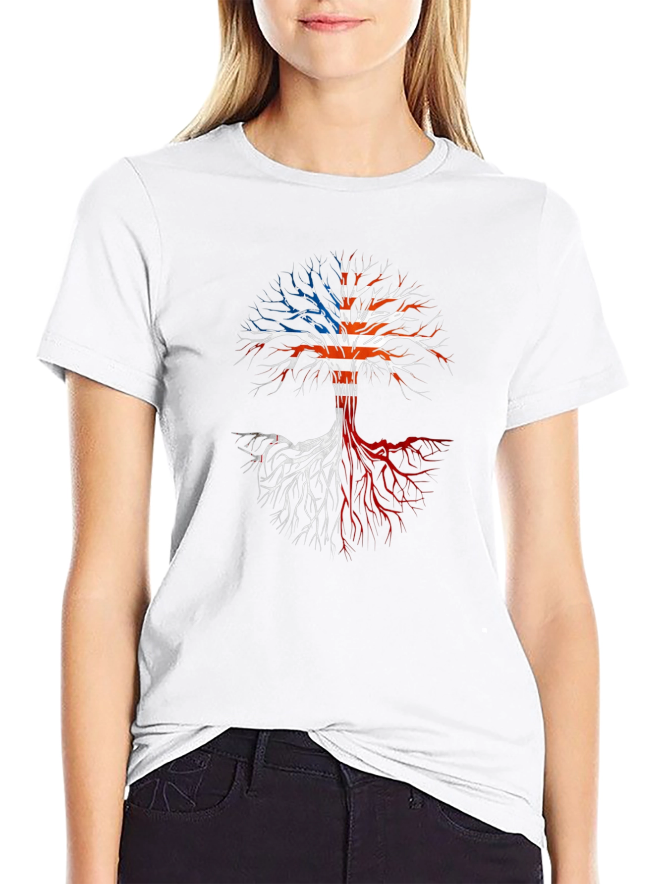 USA Flag Tree Graphic T-Shirt