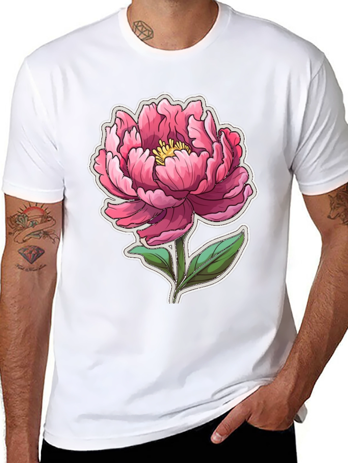 Floral Graphic Tee - Pink Peony Design