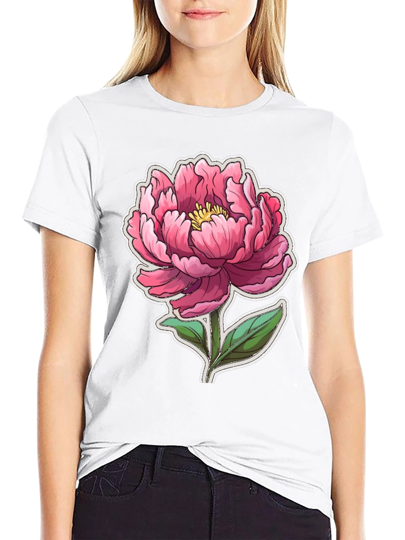 Floral Graphic Tee - Pink Peony Design
