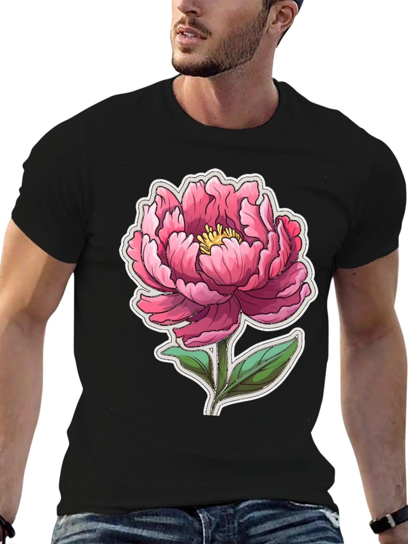 Floral Graphic Tee - Pink Peony Design