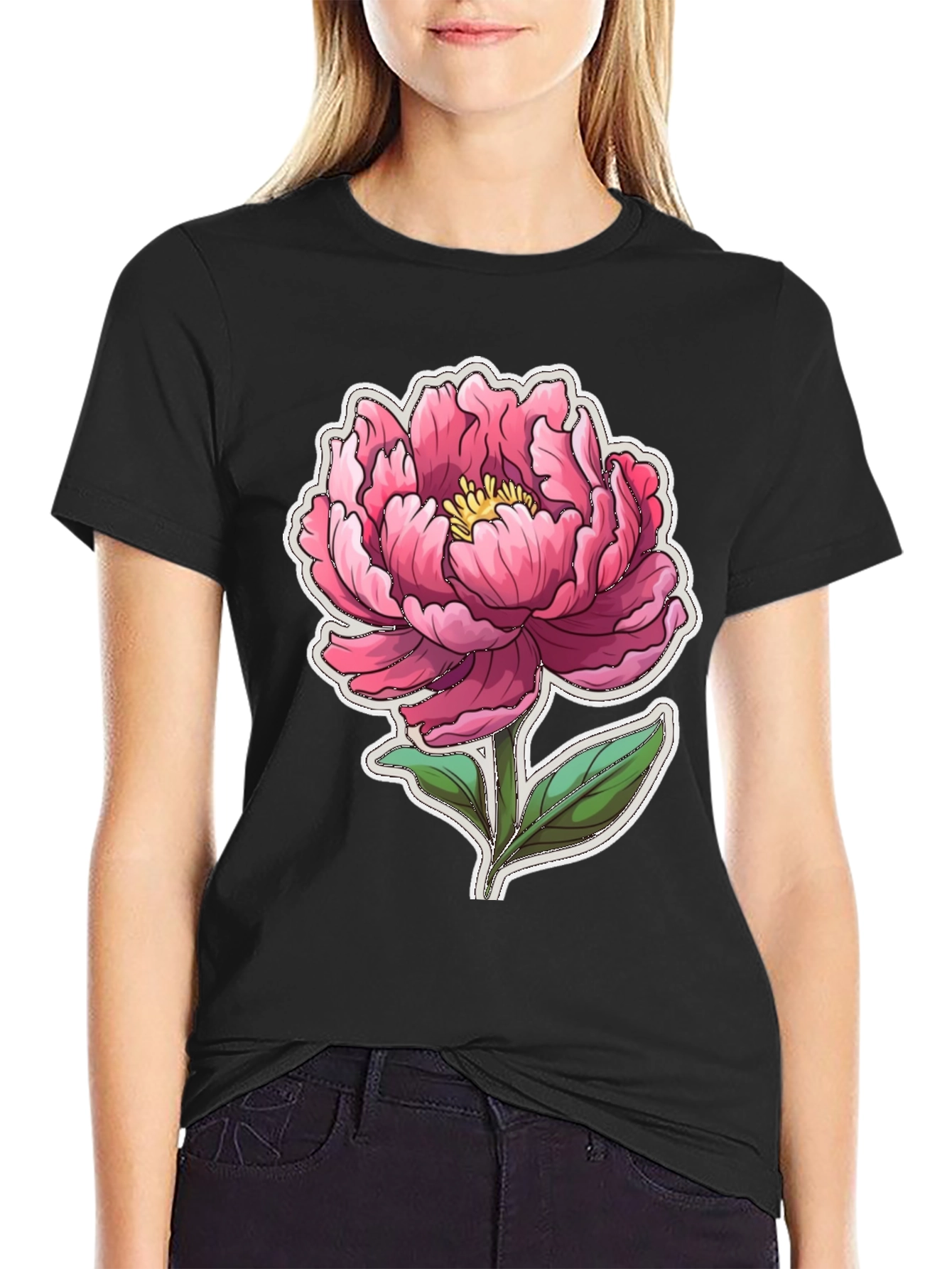 Floral Graphic Tee - Pink Peony Design