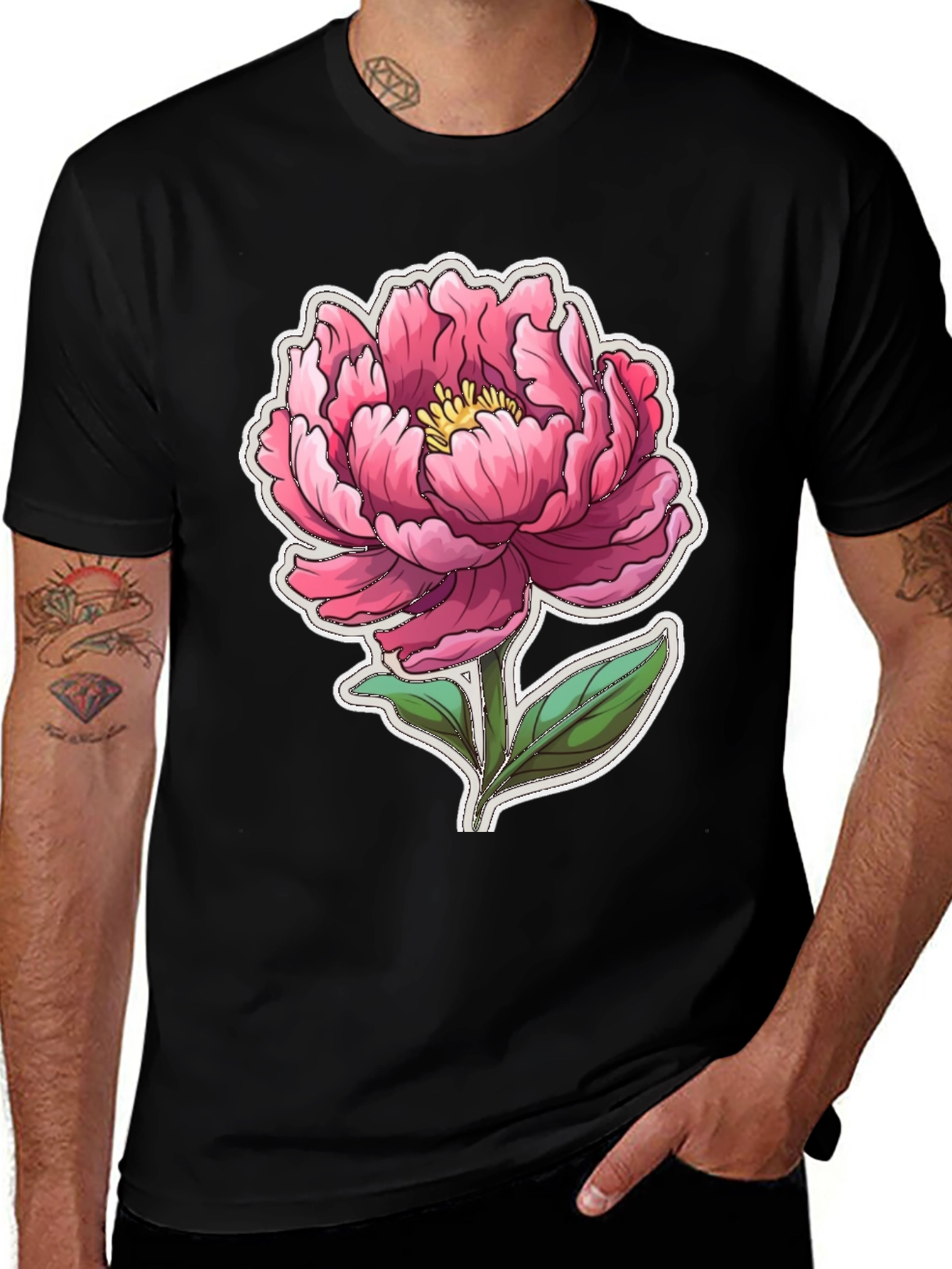 Floral Graphic Tee - Pink Peony Design