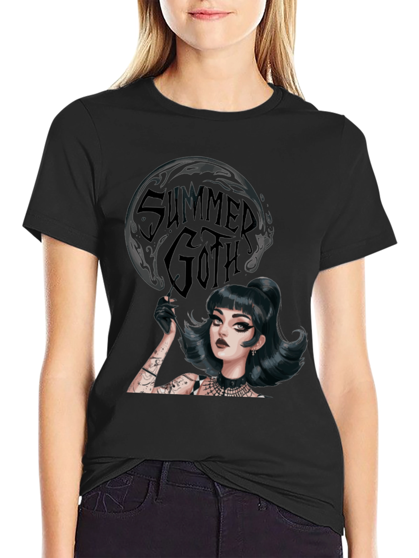 Summer Goth Tee - Dark Aesthetic Graphic T-Shirt