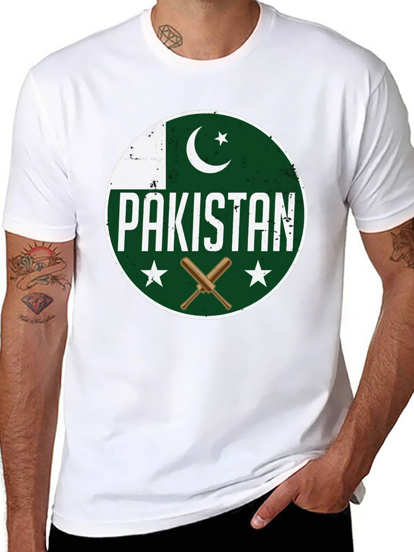 Pakistan Cricket T-Shirt - Round Flag Design