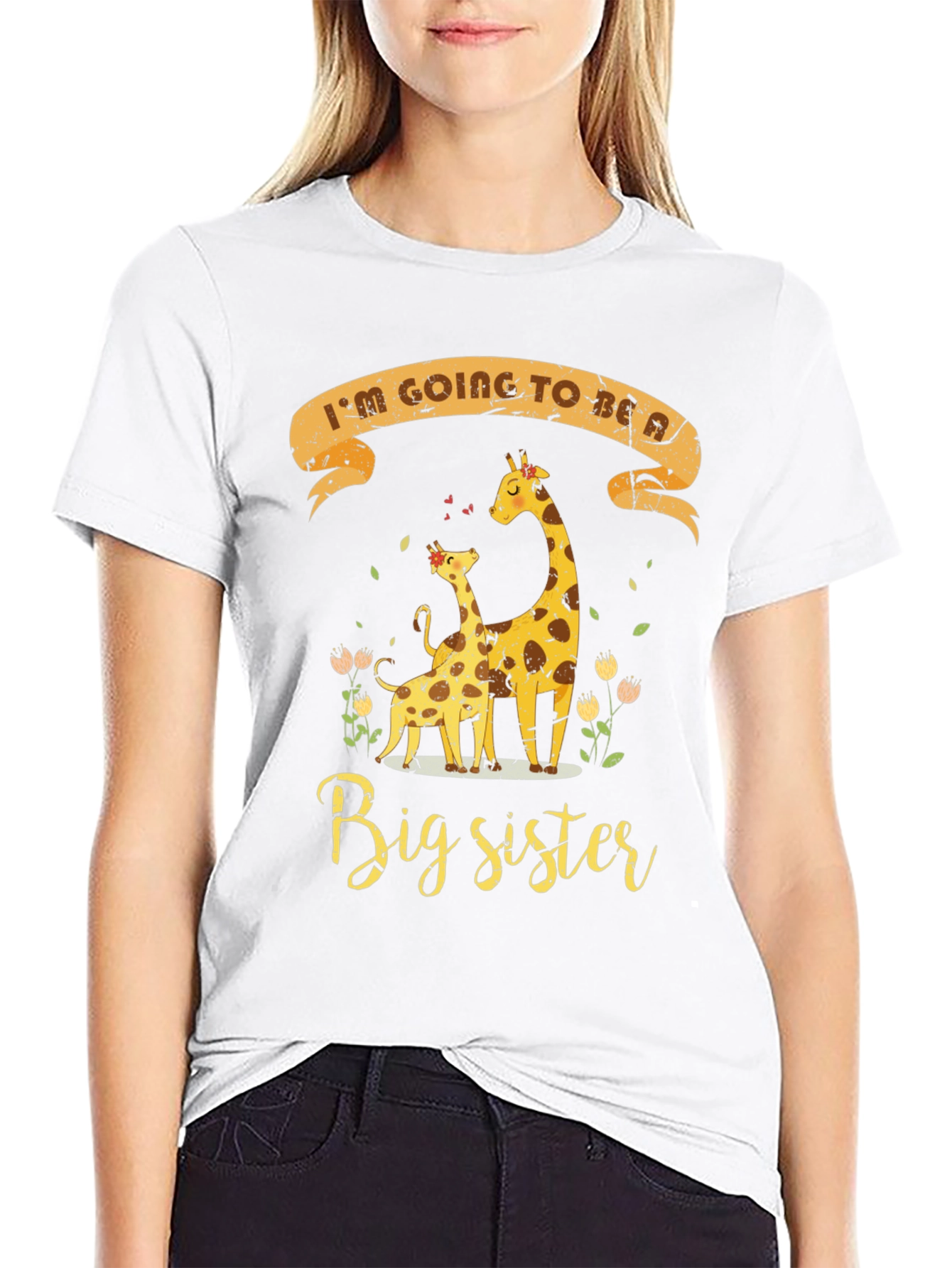 Big Sister Giraffe T-Shirt - Pregnancy Announcement