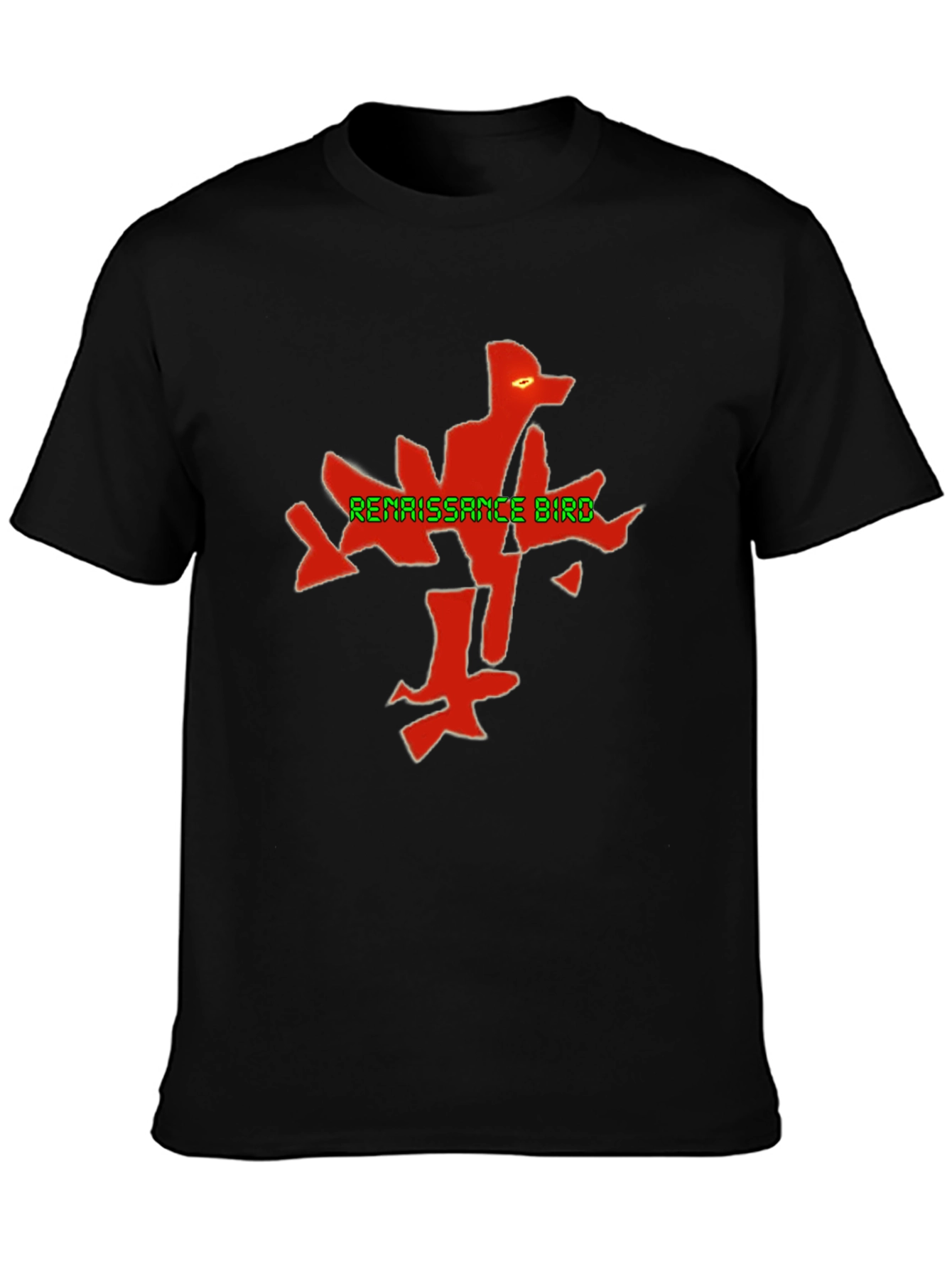 Renaissance Bird Graphic Tee - Black Cotton Blend