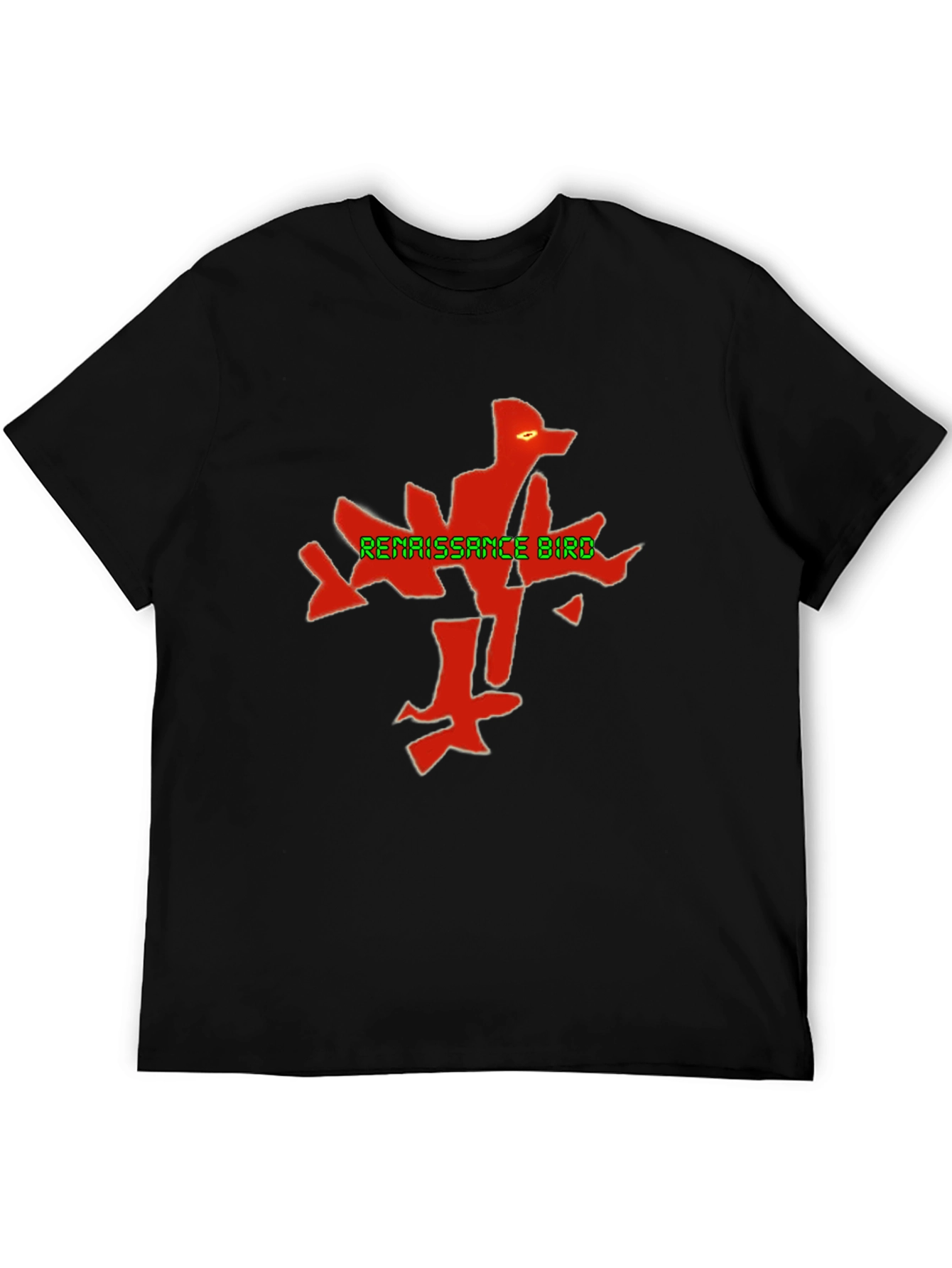 Renaissance Bird Graphic Tee - Black Cotton Blend