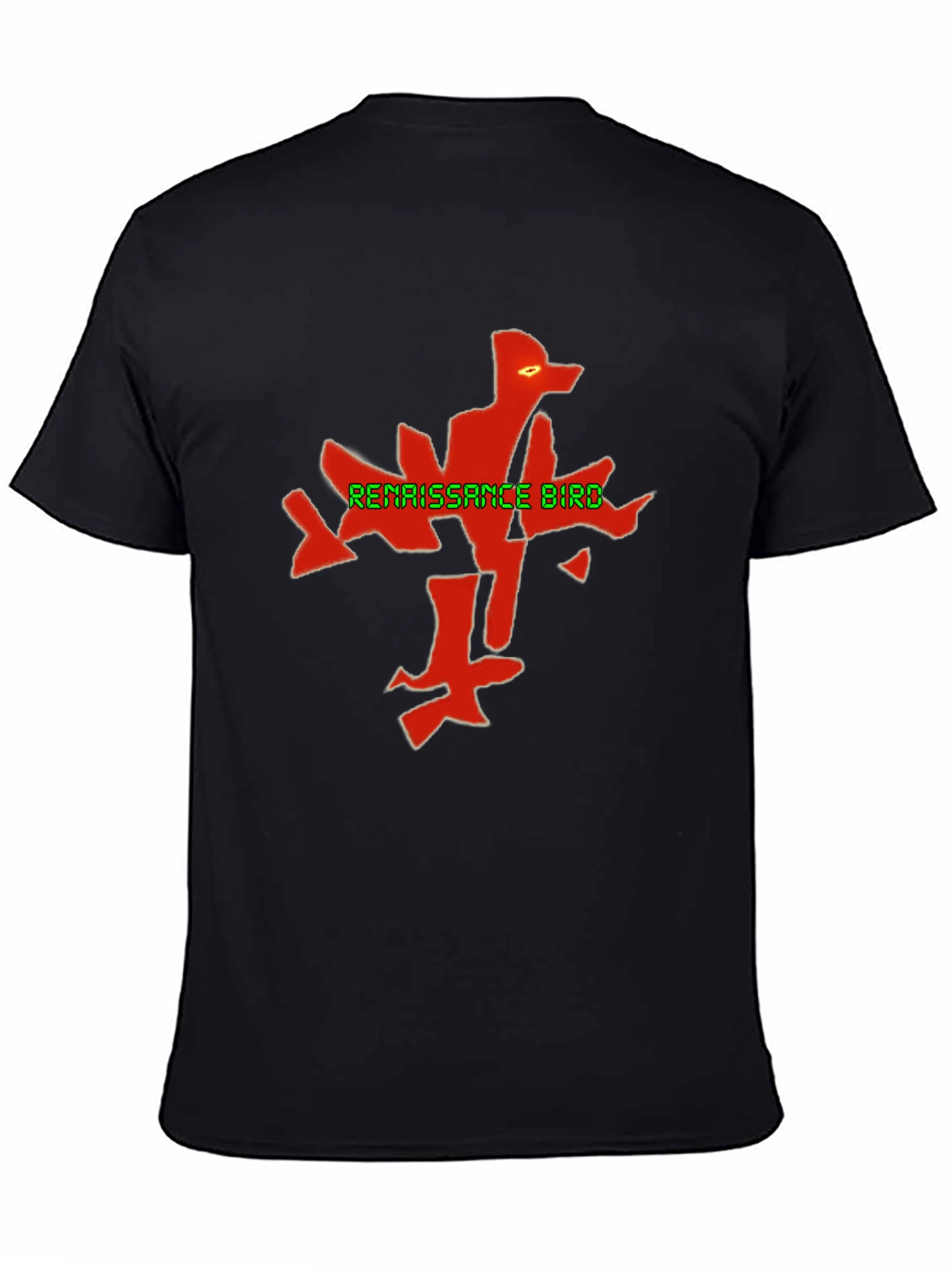 Renaissance Bird Graphic Tee - Black Cotton Blend