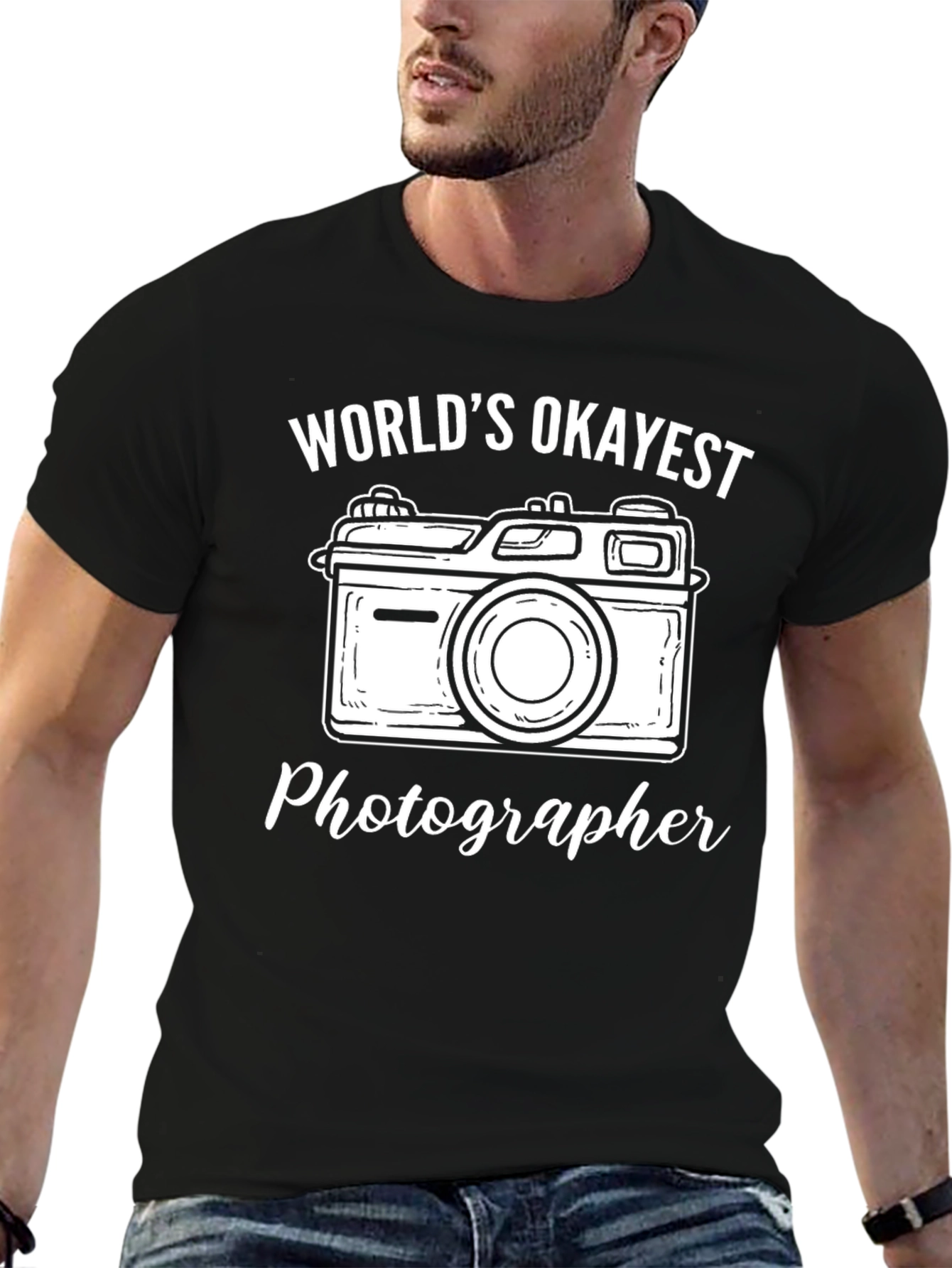 Worlds Okayest Photographer T-Shirt - Black