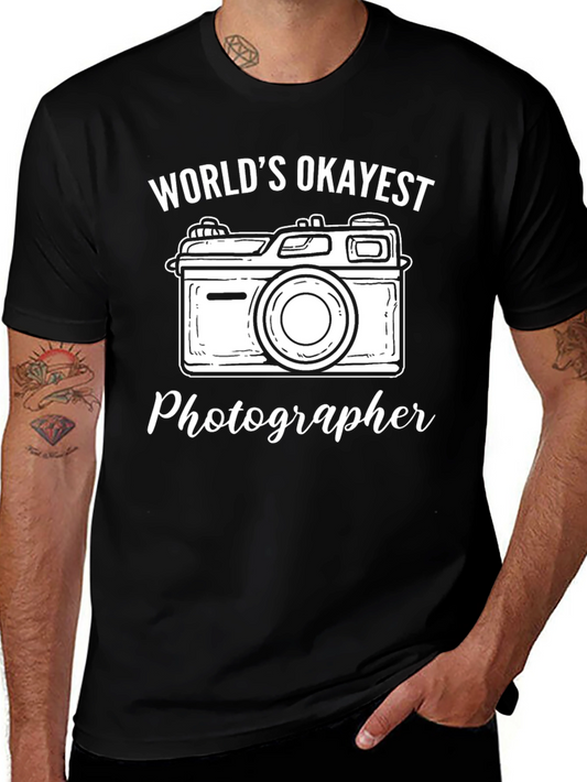 Worlds Okayest Photographer T-Shirt - Black