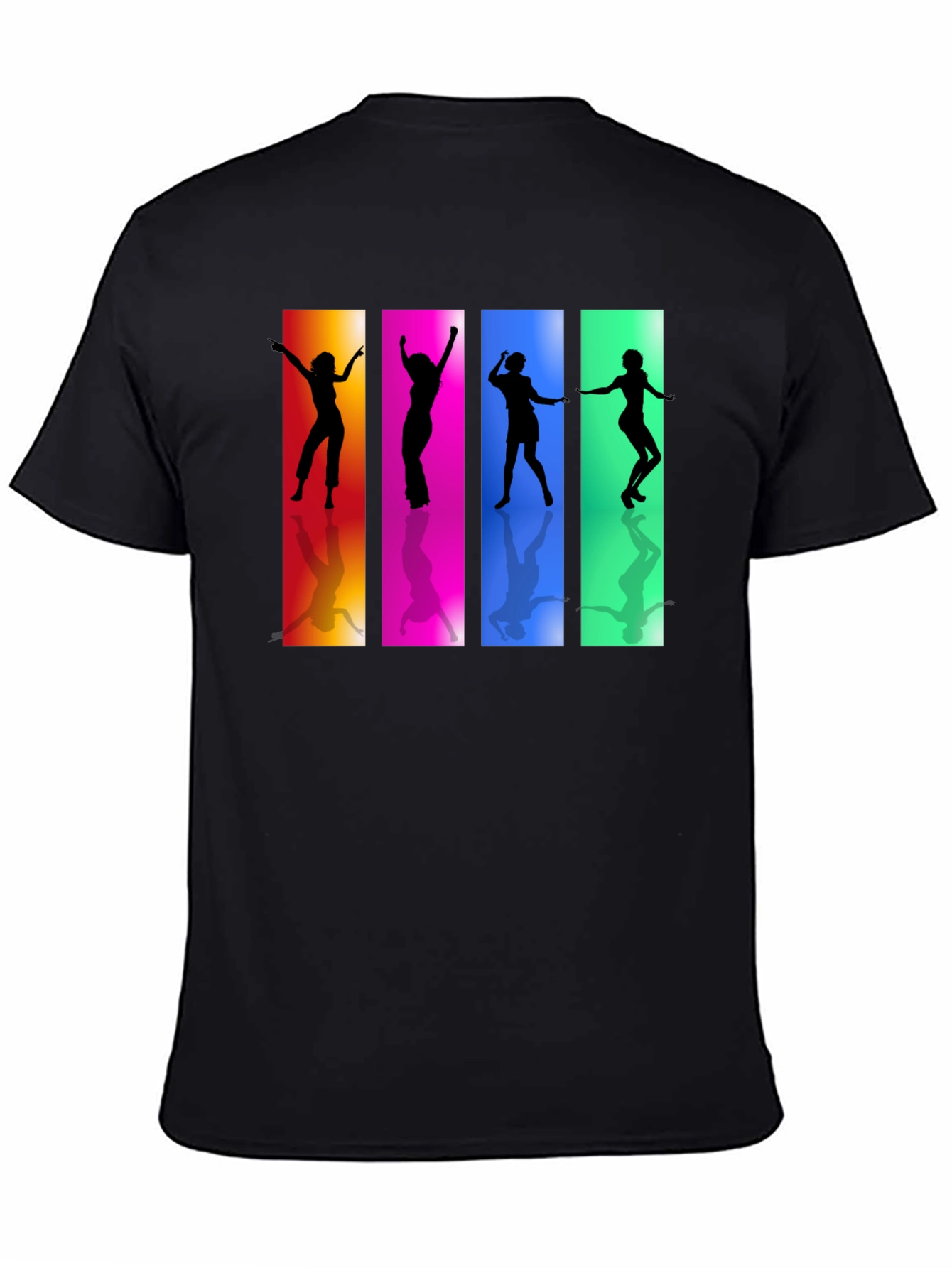 Retro Dance Silhouette Graphic Black T-Shirt