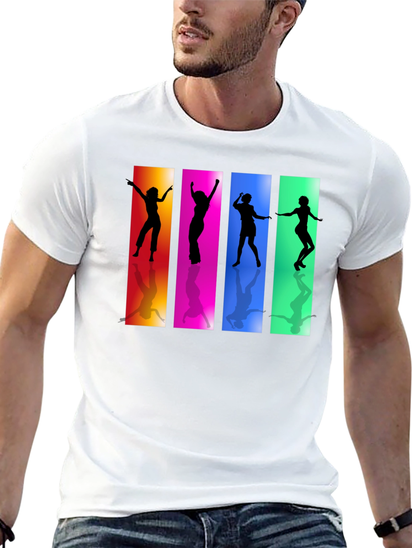 Retro Dance Silhouette Graphic Black T-Shirt