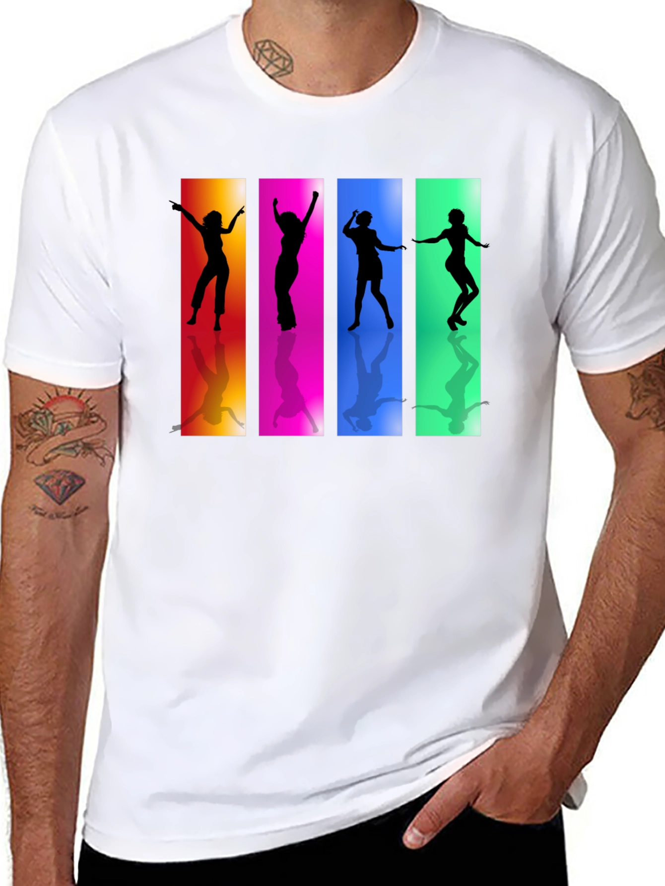 Retro Dance Silhouette Graphic Black T-Shirt