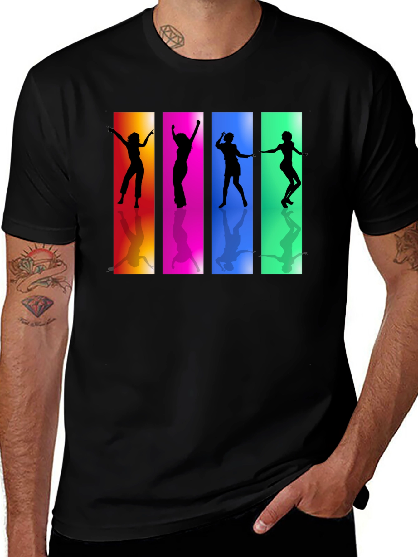 Retro Dance Silhouette Graphic Black T-Shirt