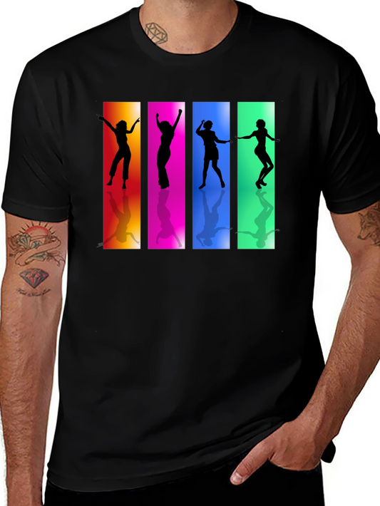Retro Dance Silhouette Graphic Black T-Shirt