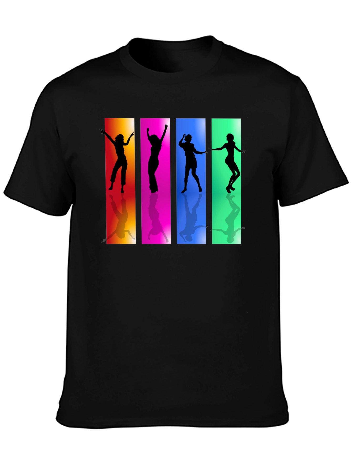 Retro Dance Silhouette Graphic Black T-Shirt