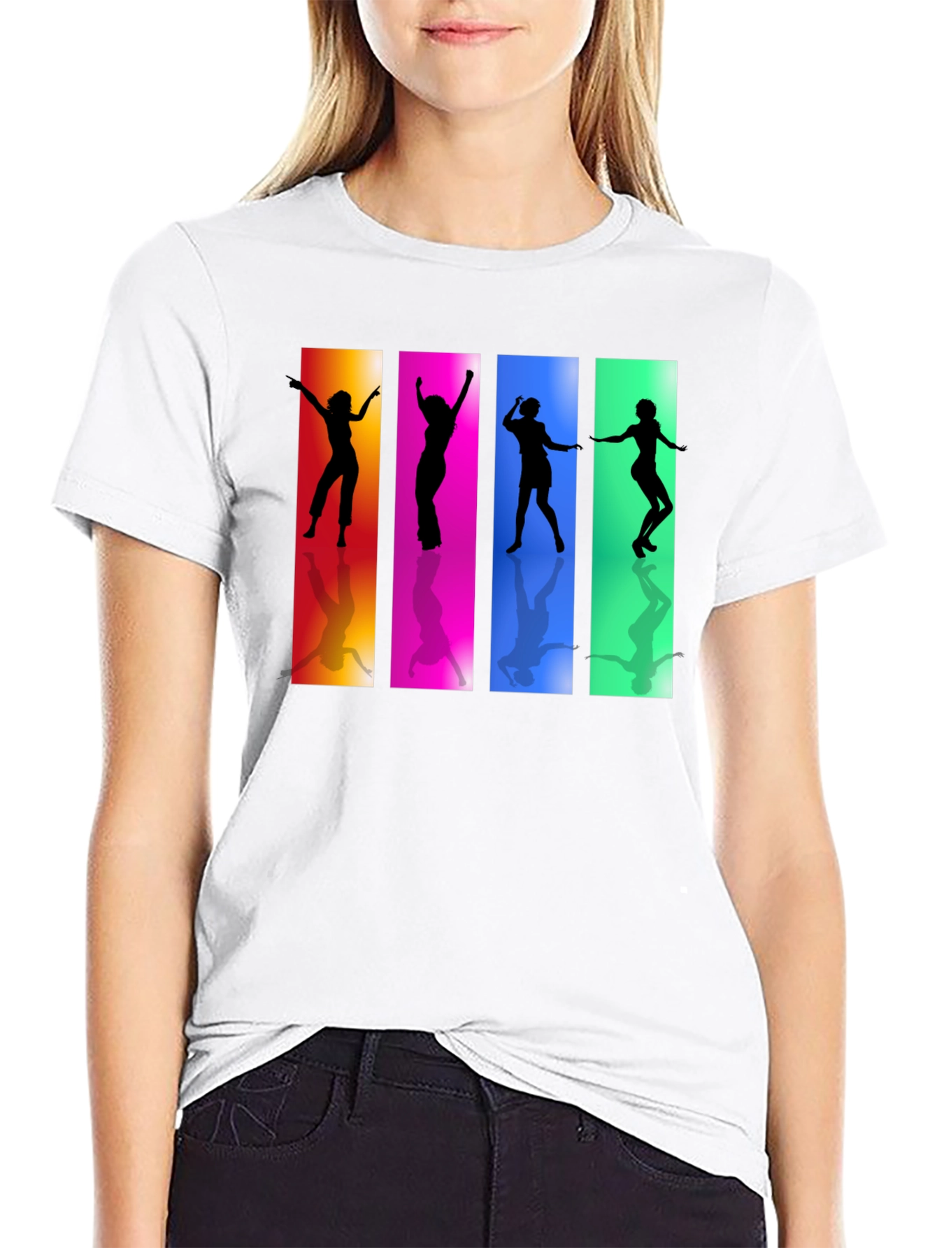 Retro Dance Silhouette Graphic Black T-Shirt