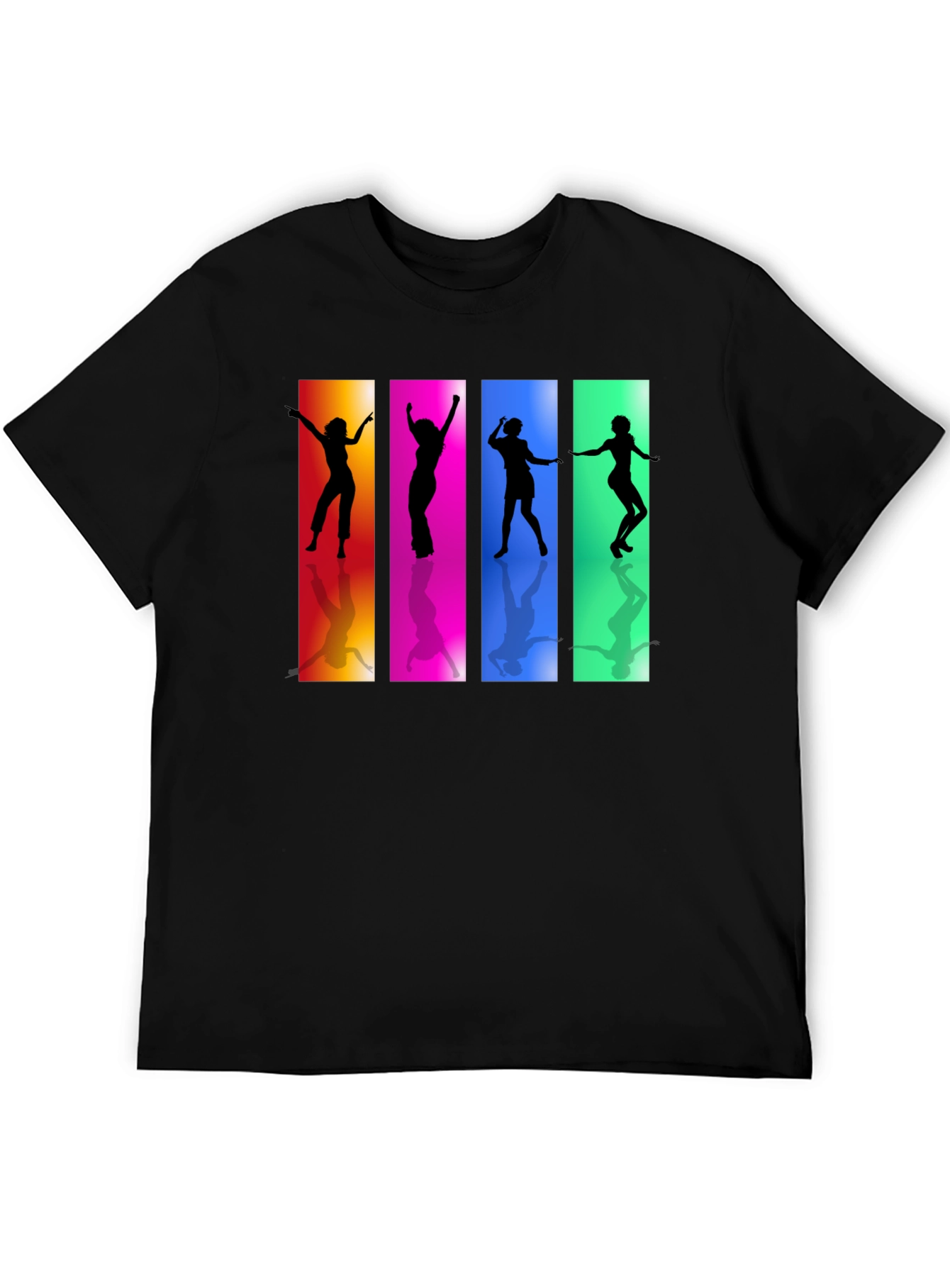 Retro Dance Silhouette Graphic Black T-Shirt