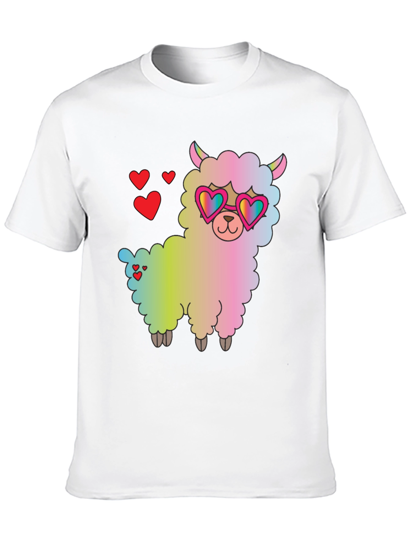Llama Love T-Shirt - Cute Heart Sunglasses Graphic Tee
