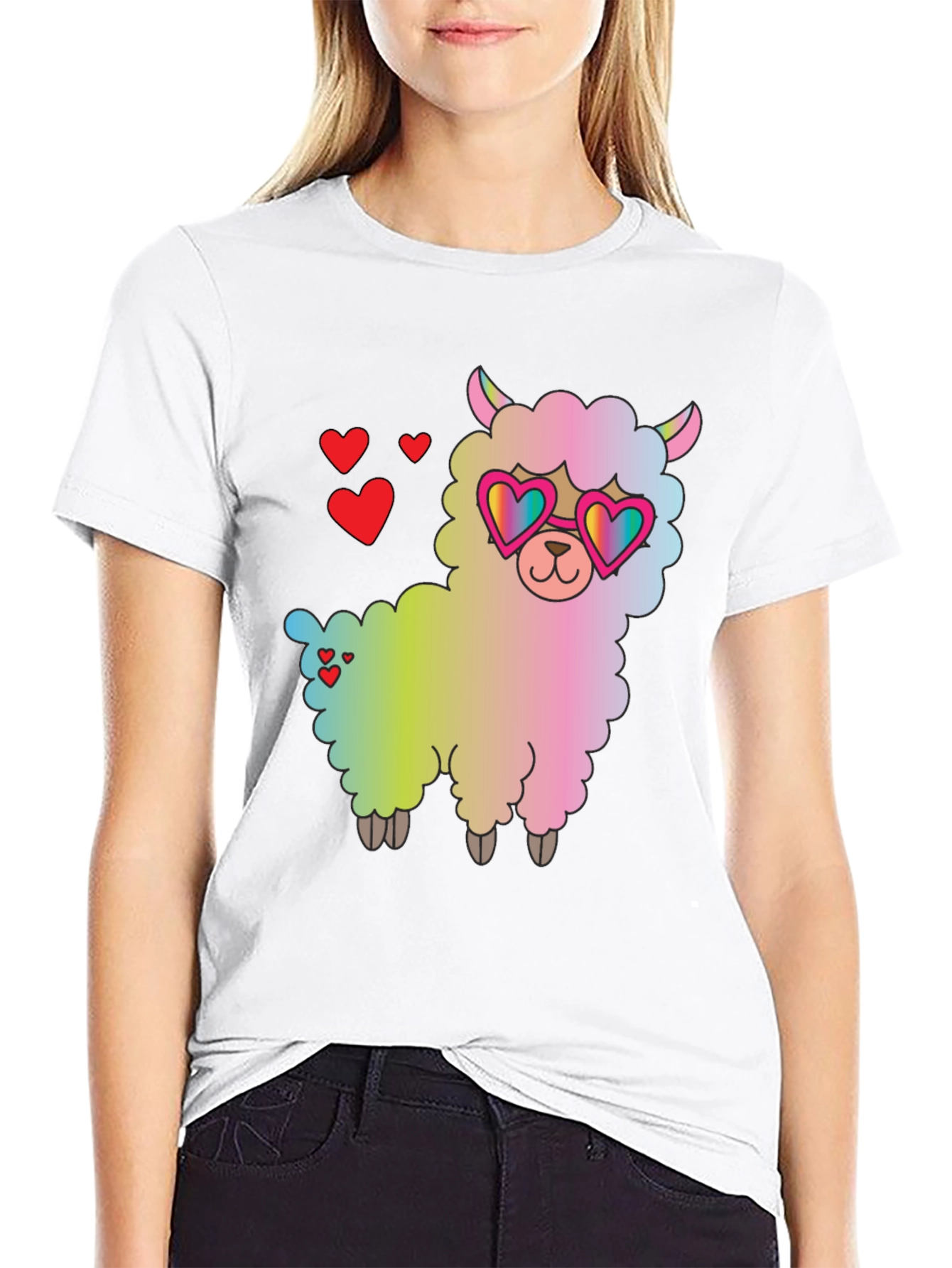 Llama Love T-Shirt - Cute Heart Sunglasses Graphic Tee