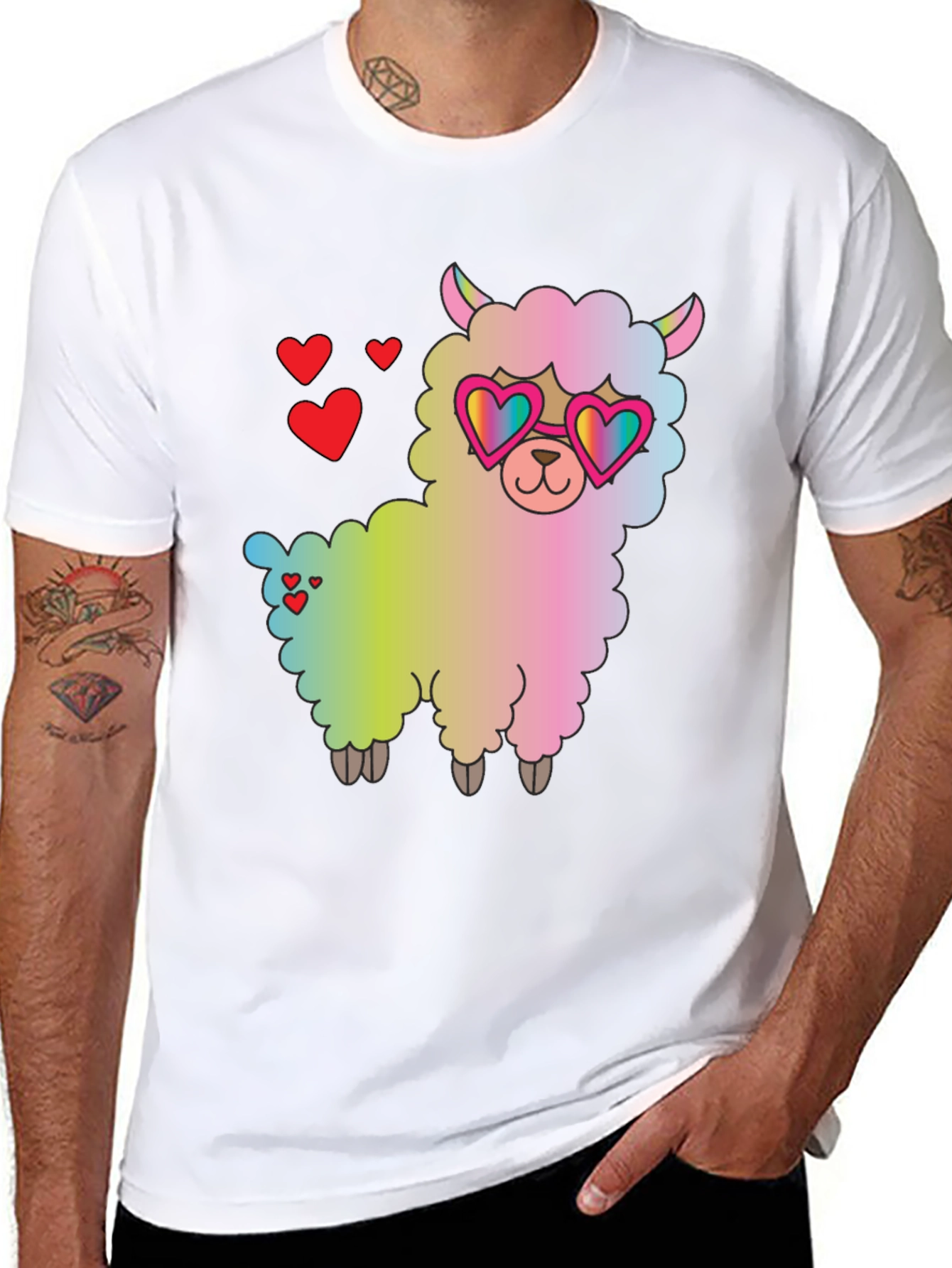 Llama Love T-Shirt - Cute Heart Sunglasses Graphic Tee