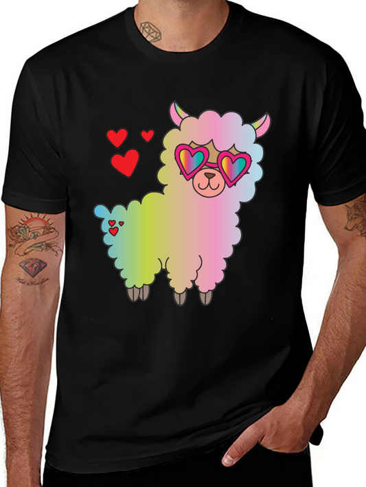 Llama Love T-Shirt - Cute Heart Sunglasses Graphic Tee