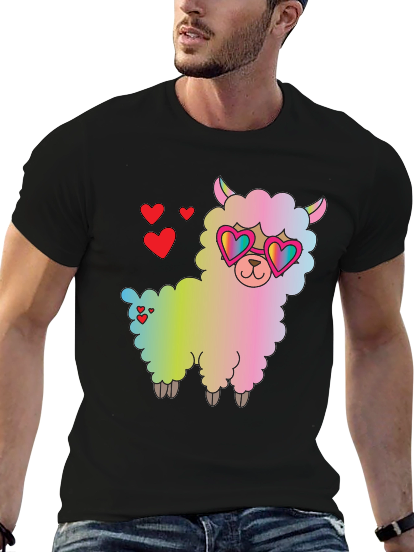 Llama Love T-Shirt - Cute Heart Sunglasses Graphic Tee