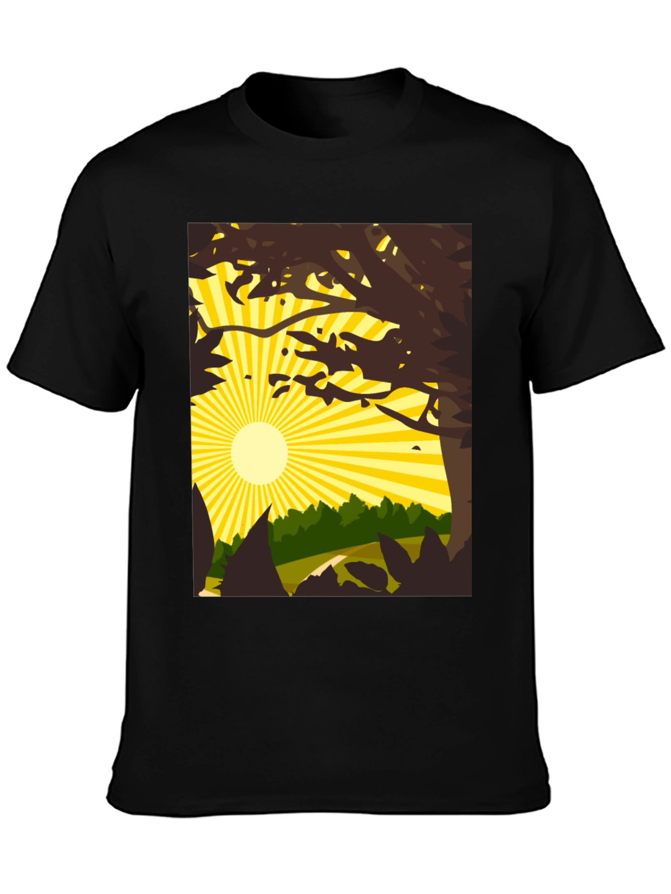 Nature Scene Graphic Tee - Black