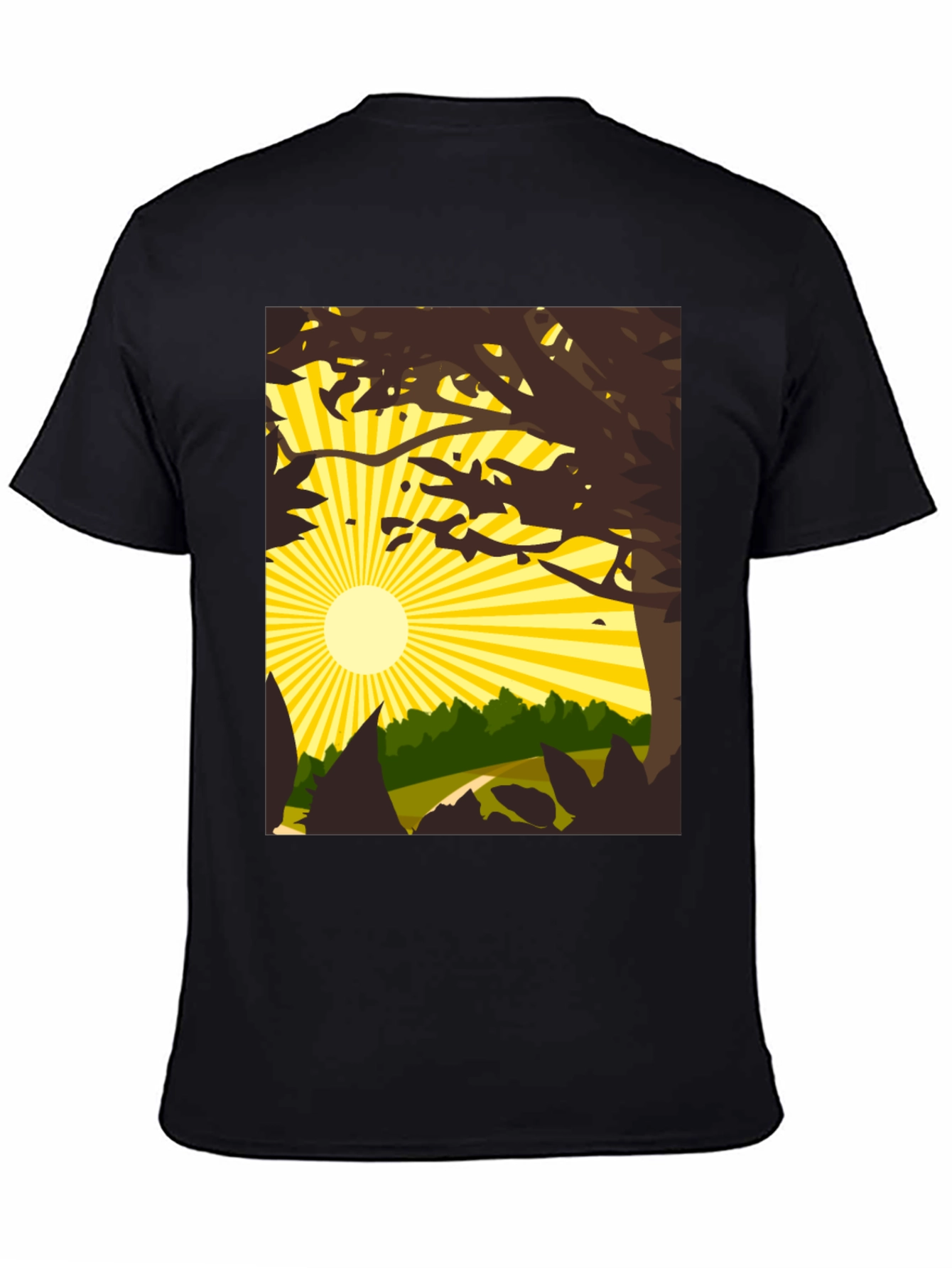 Nature Scene Graphic Tee - Black