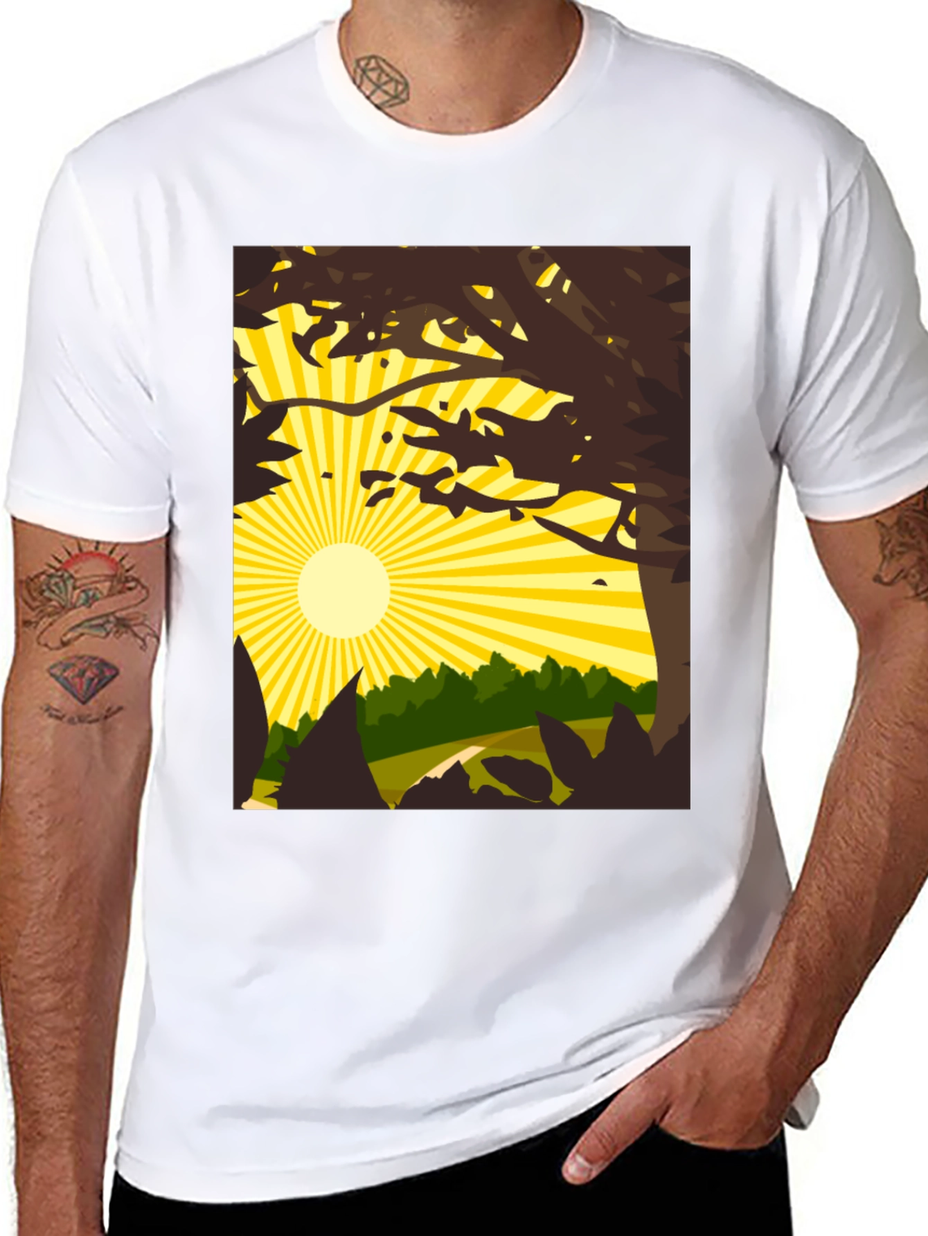 Nature Scene Graphic Tee - Black
