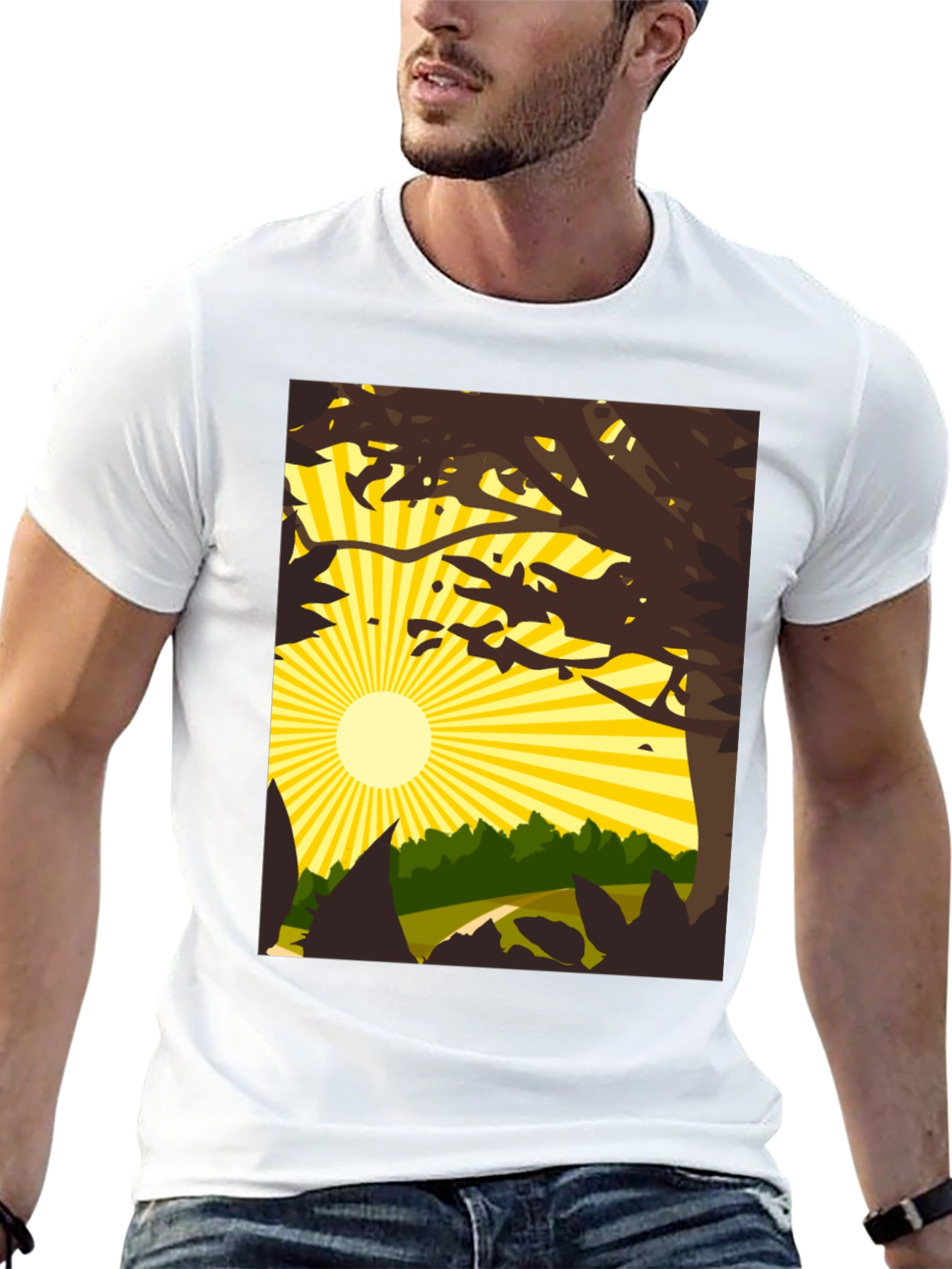 Nature Scene Graphic Tee - Black