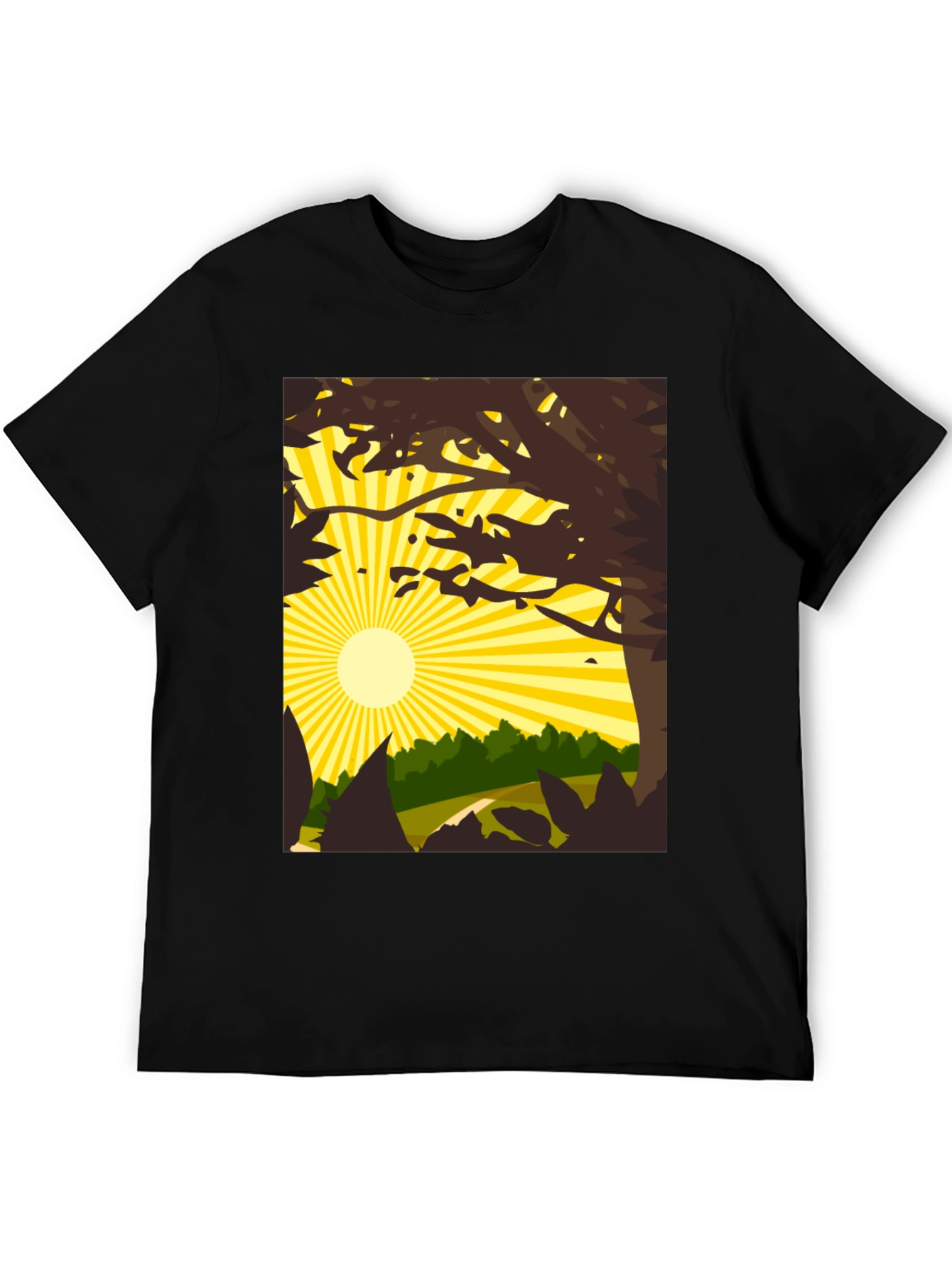 Nature Scene Graphic Tee - Black