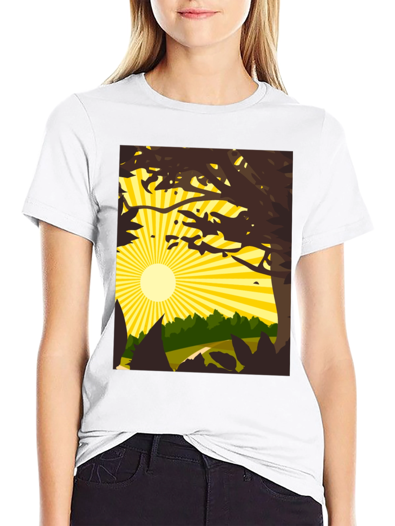 Nature Scene Graphic Tee - Black