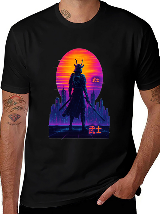 Cyberpunk Samurai T-Shirt - Futuristic Warrior Design